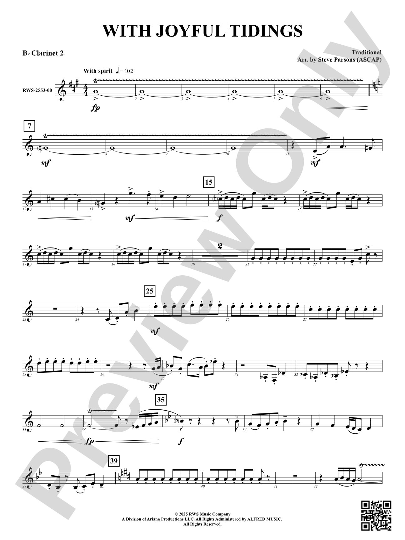With Joyful Tidings: 2nd B-flat Clarinet