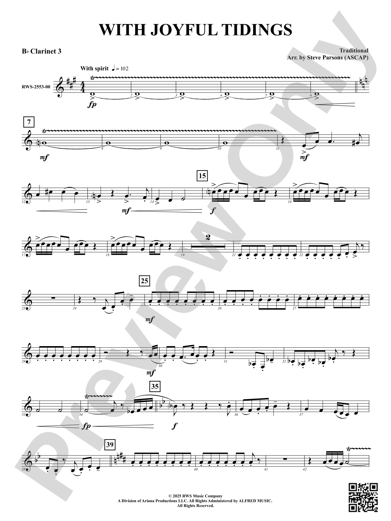 With Joyful Tidings: 3rd B-flat Clarinet