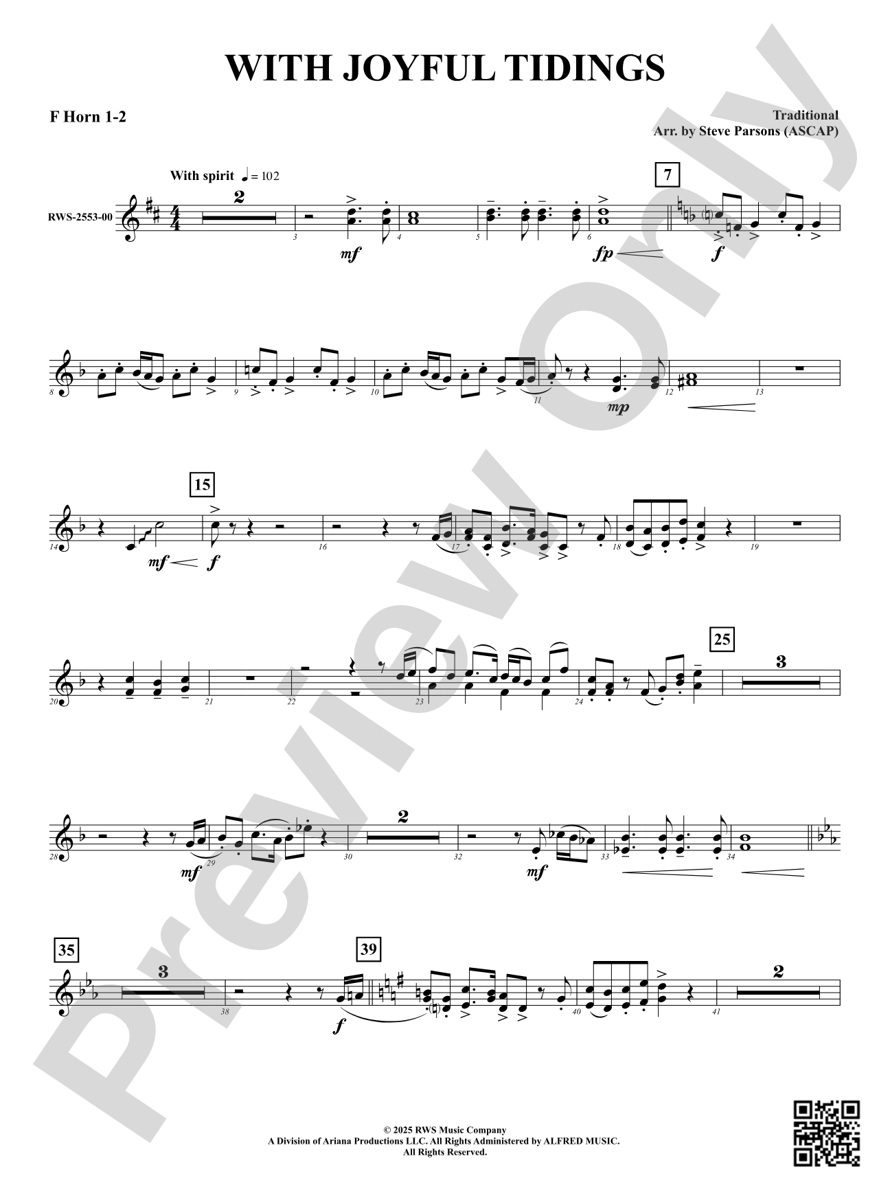 With Joyful Tidings: 1st & 2nd F Horn