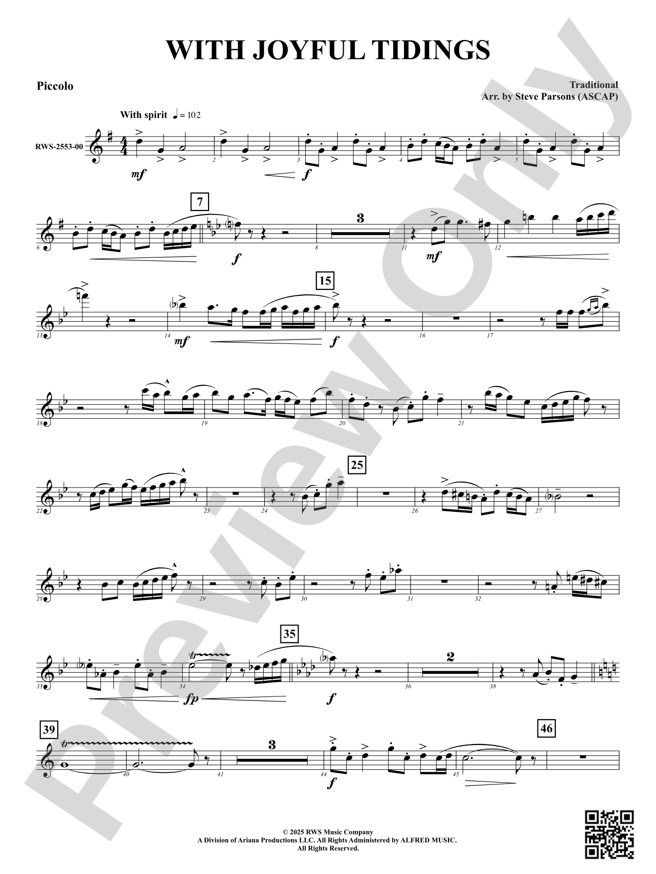 With Joyful Tidings: Piccolo