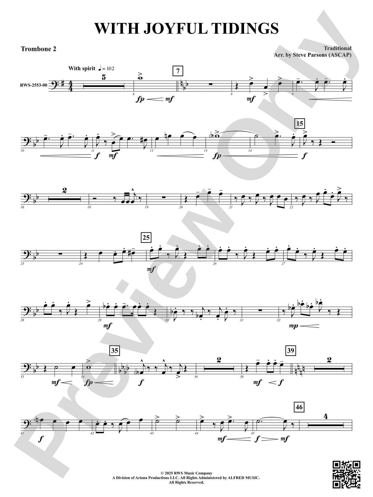 With Joyful Tidings: 2nd Trombone
