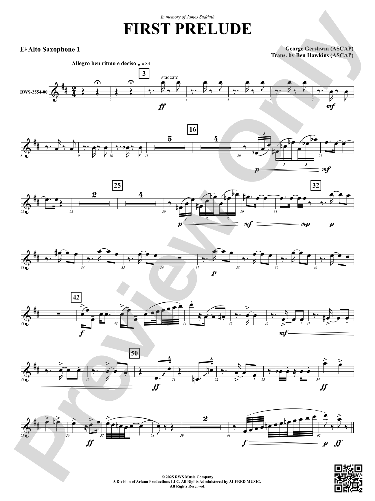 First Prelude: 1st E-flat Alto Saxophone