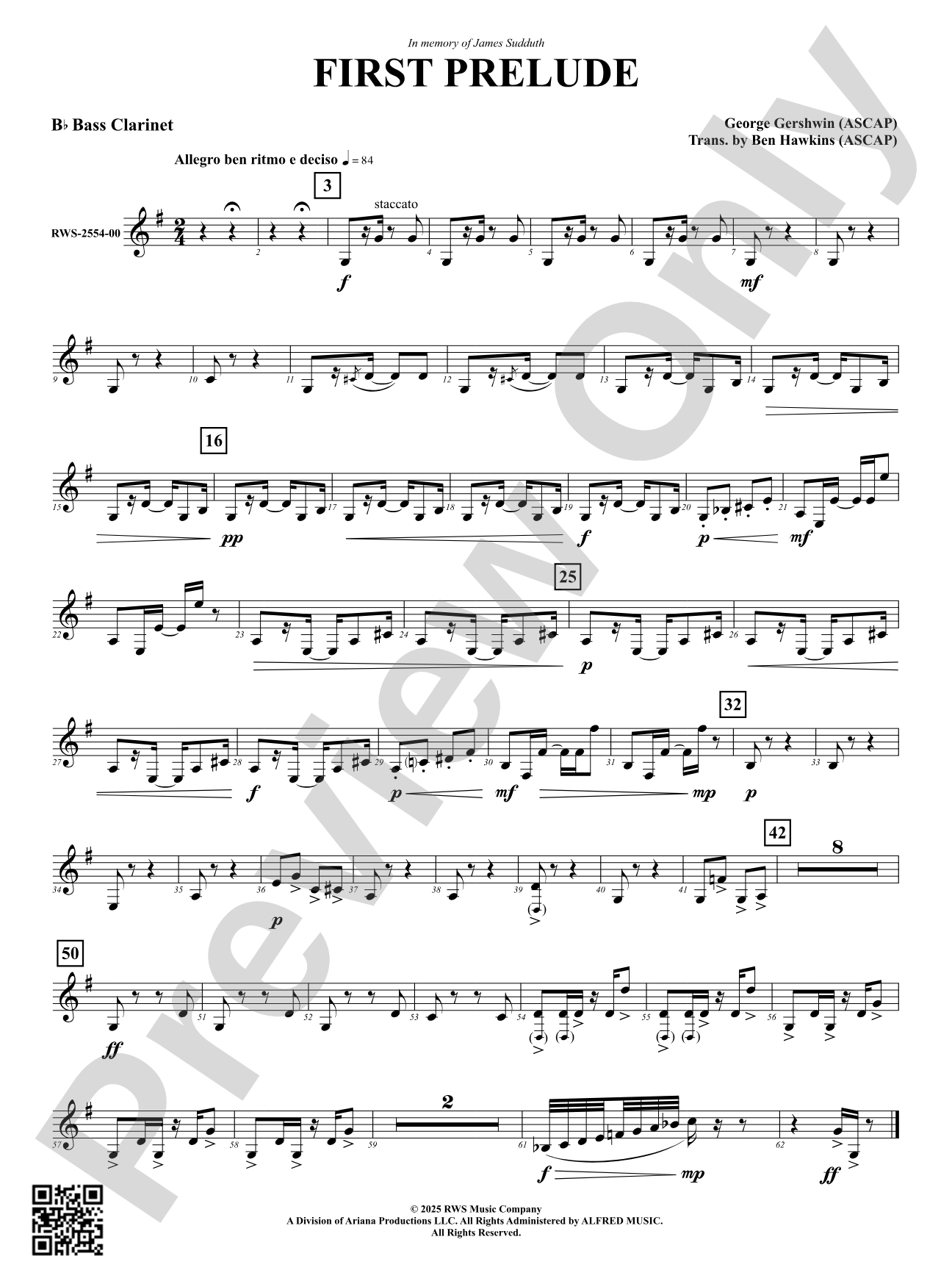 First Prelude: B-flat Bass Clarinet