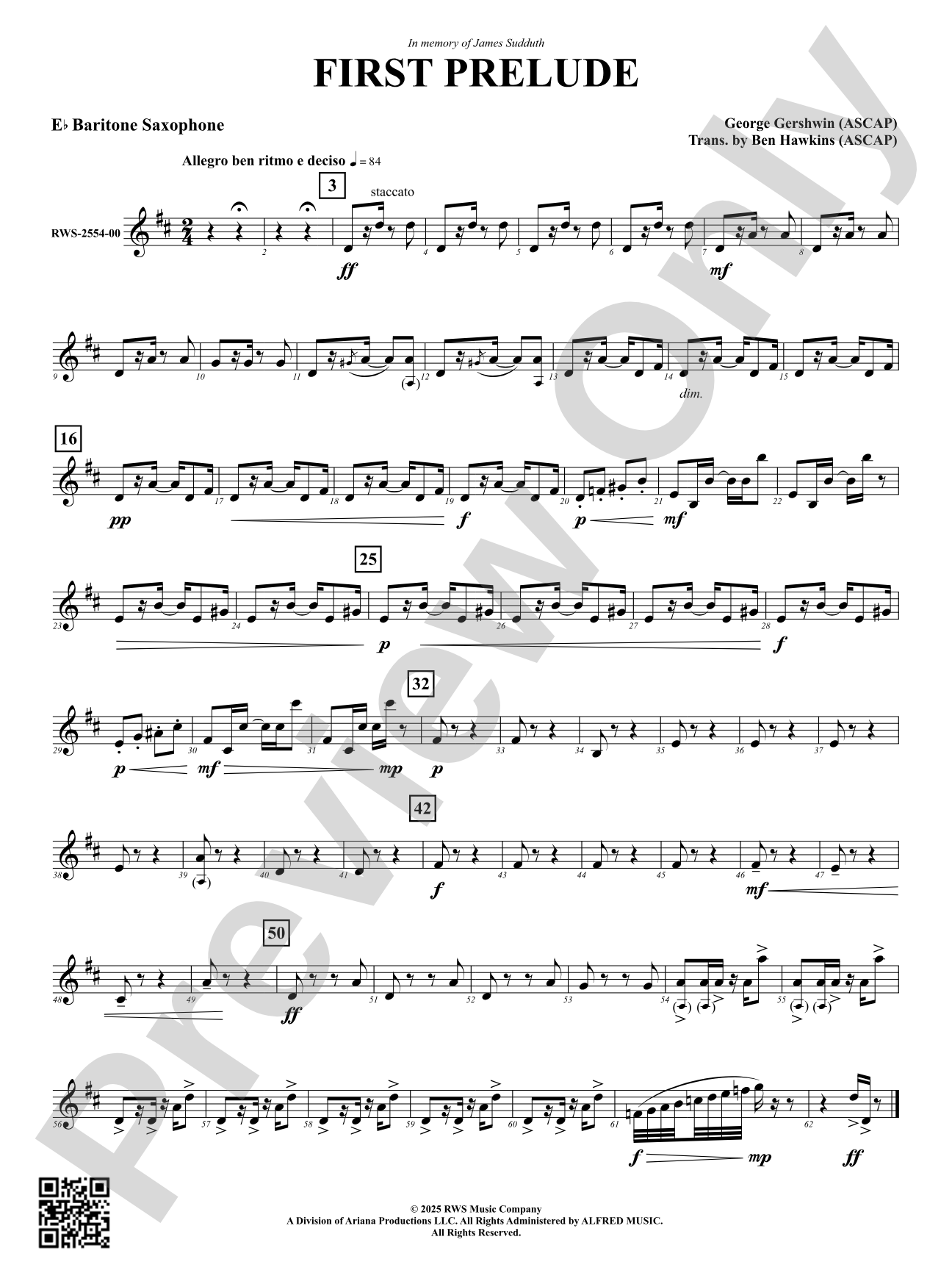 First Prelude: E-flat Baritone Saxophone