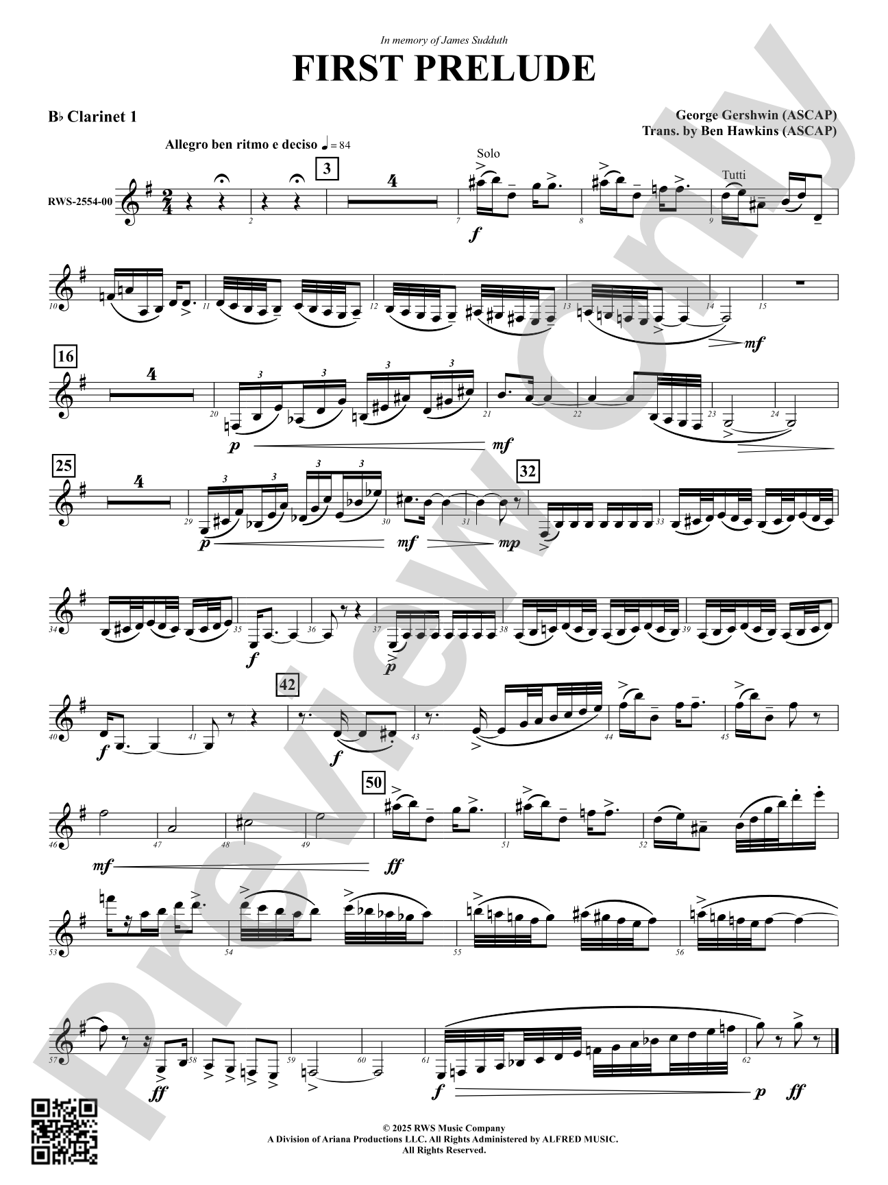 First Prelude: 1st B-flat Clarinet