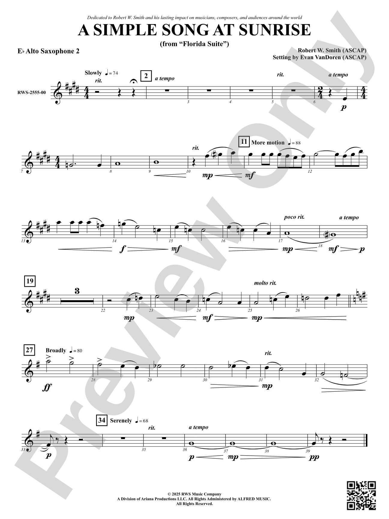 A Simple Song at Sunrise (from "Florida Suite"): 2nd E-flat Alto Saxophone