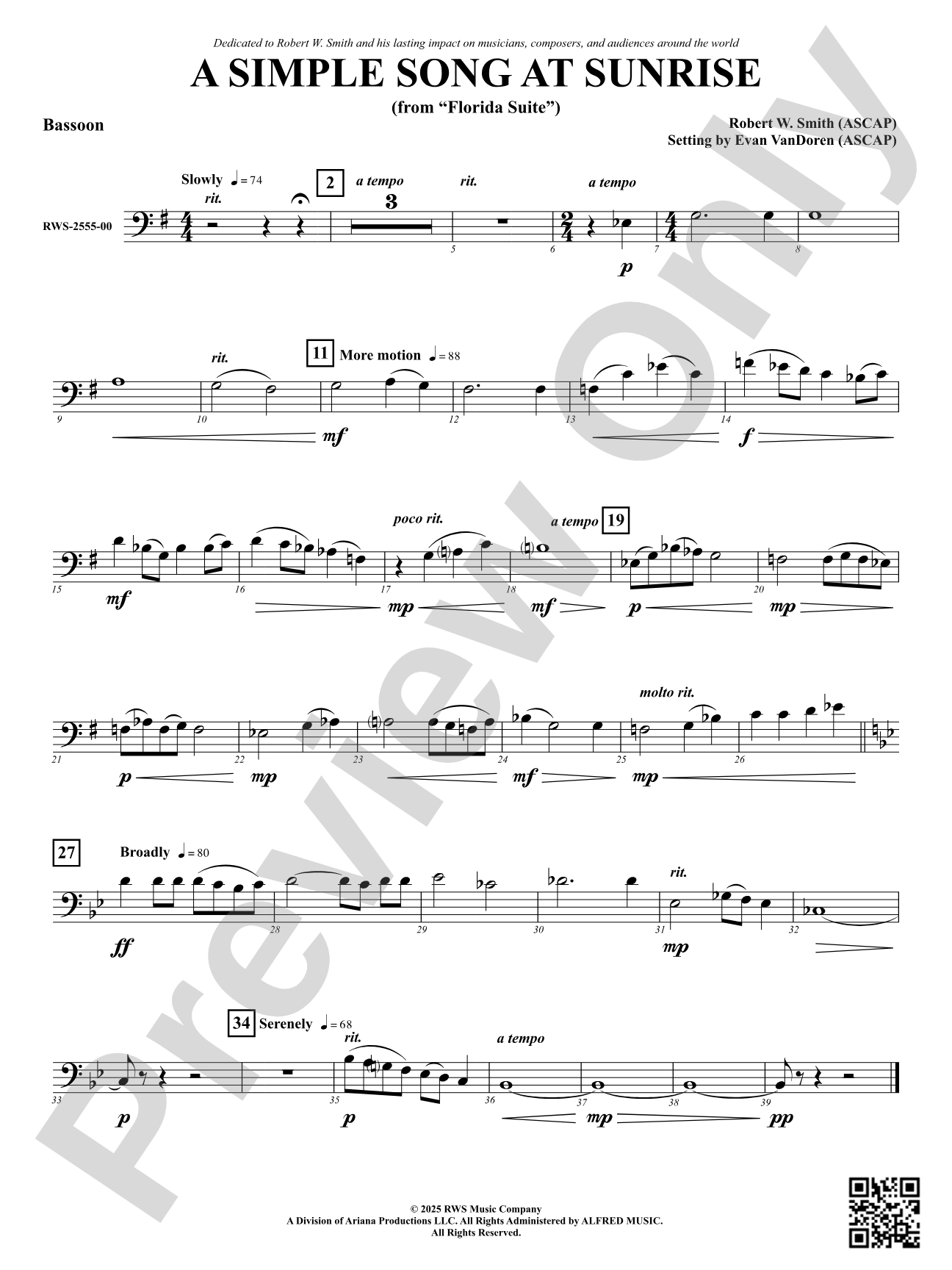 A Simple Song at Sunrise (from "Florida Suite"): Bassoon