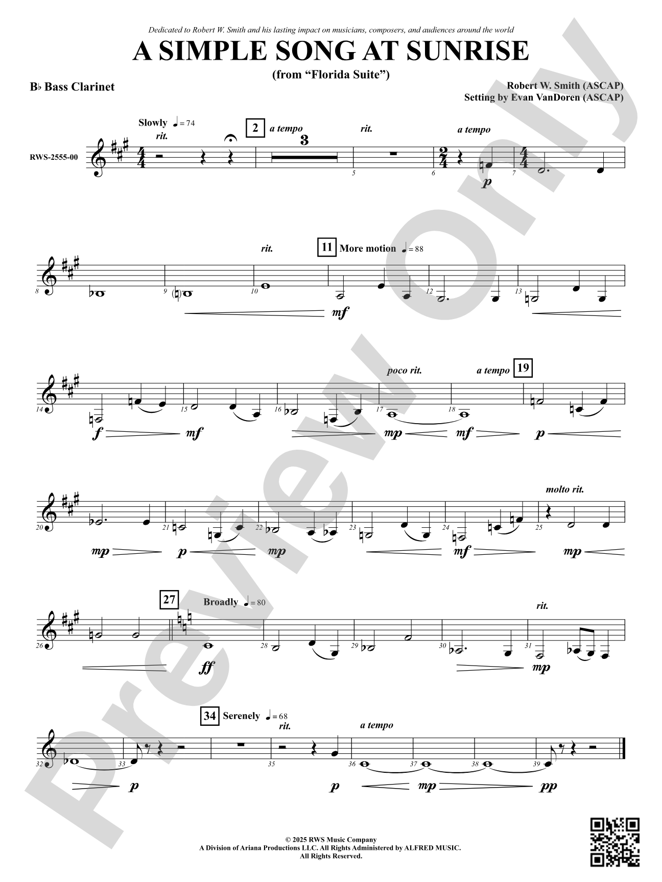 A Simple Song at Sunrise (from "Florida Suite"): B-flat Bass Clarinet
