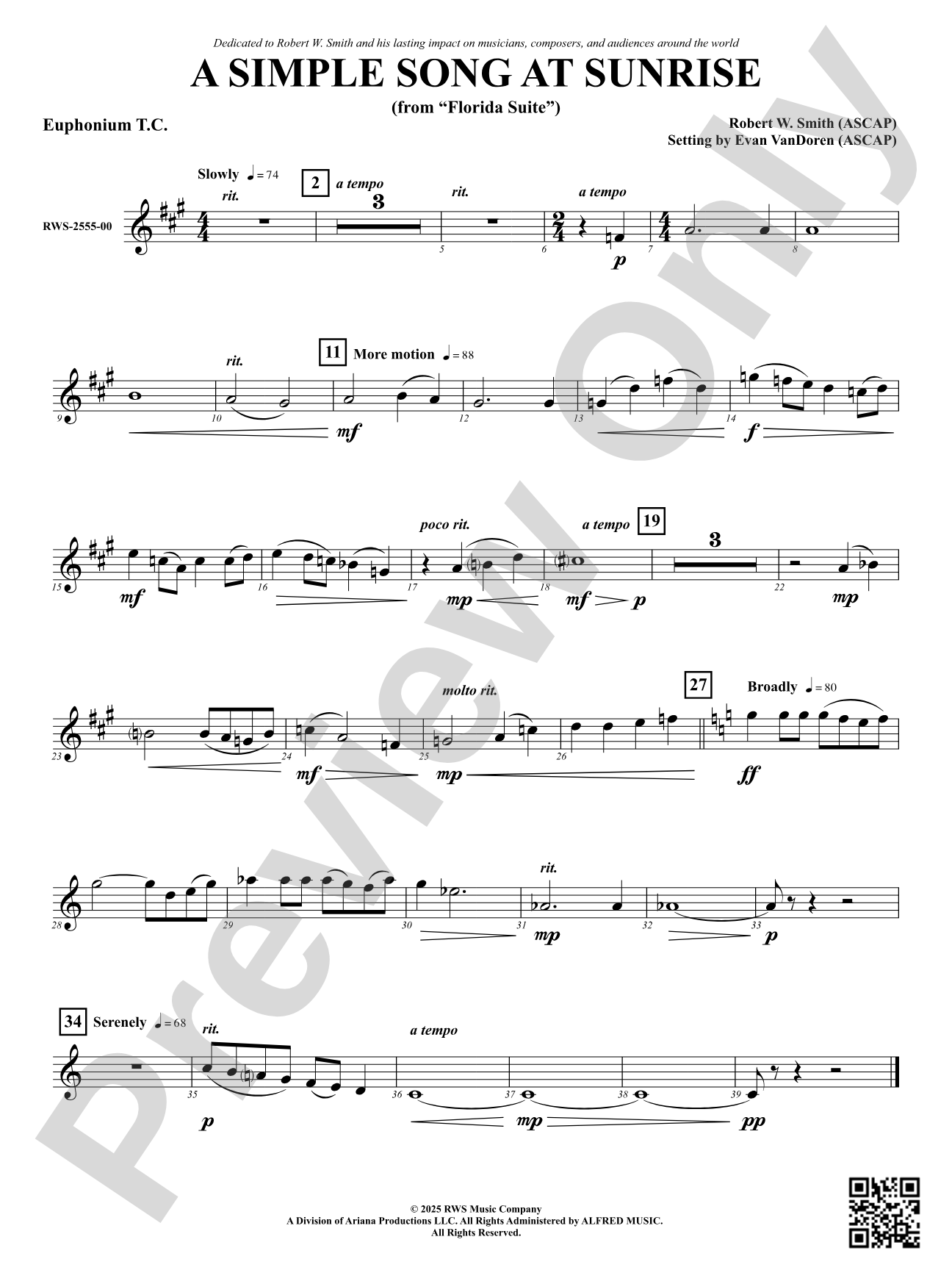 A Simple Song at Sunrise (from "Florida Suite"): Euphonium T.C.
