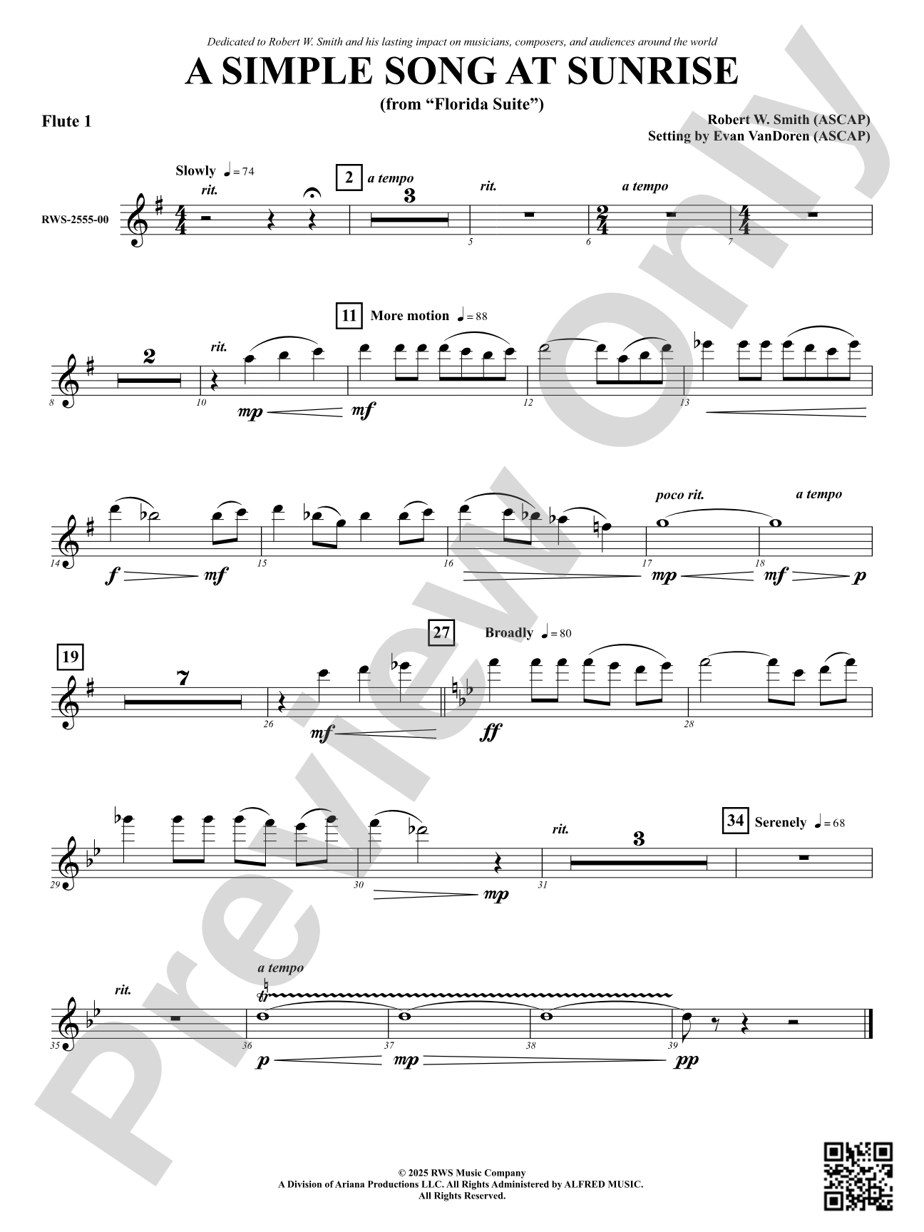 A Simple Song at Sunrise (from "Florida Suite"): 1st Flute