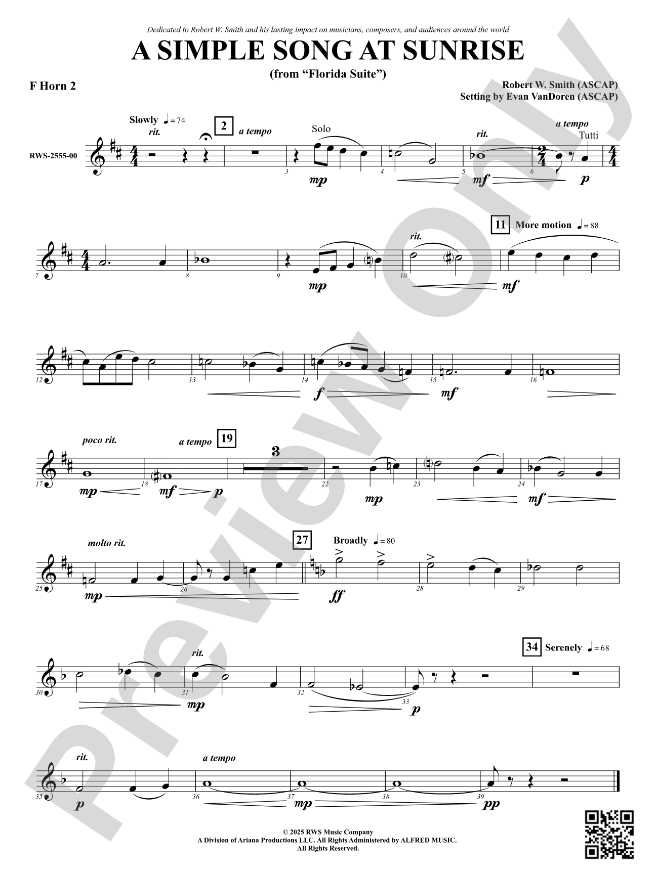 A Simple Song at Sunrise (from "Florida Suite"): 2nd F Horn