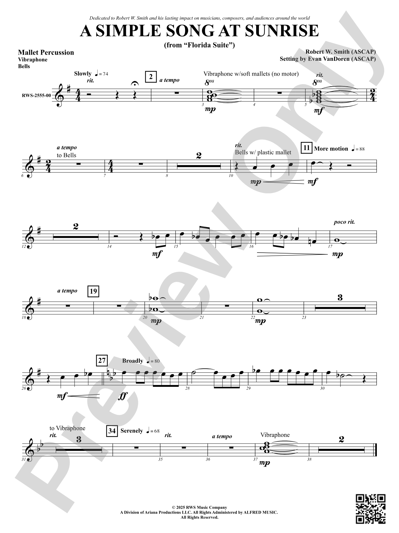 A Simple Song at Sunrise (from "Florida Suite"): Mallet Percussion