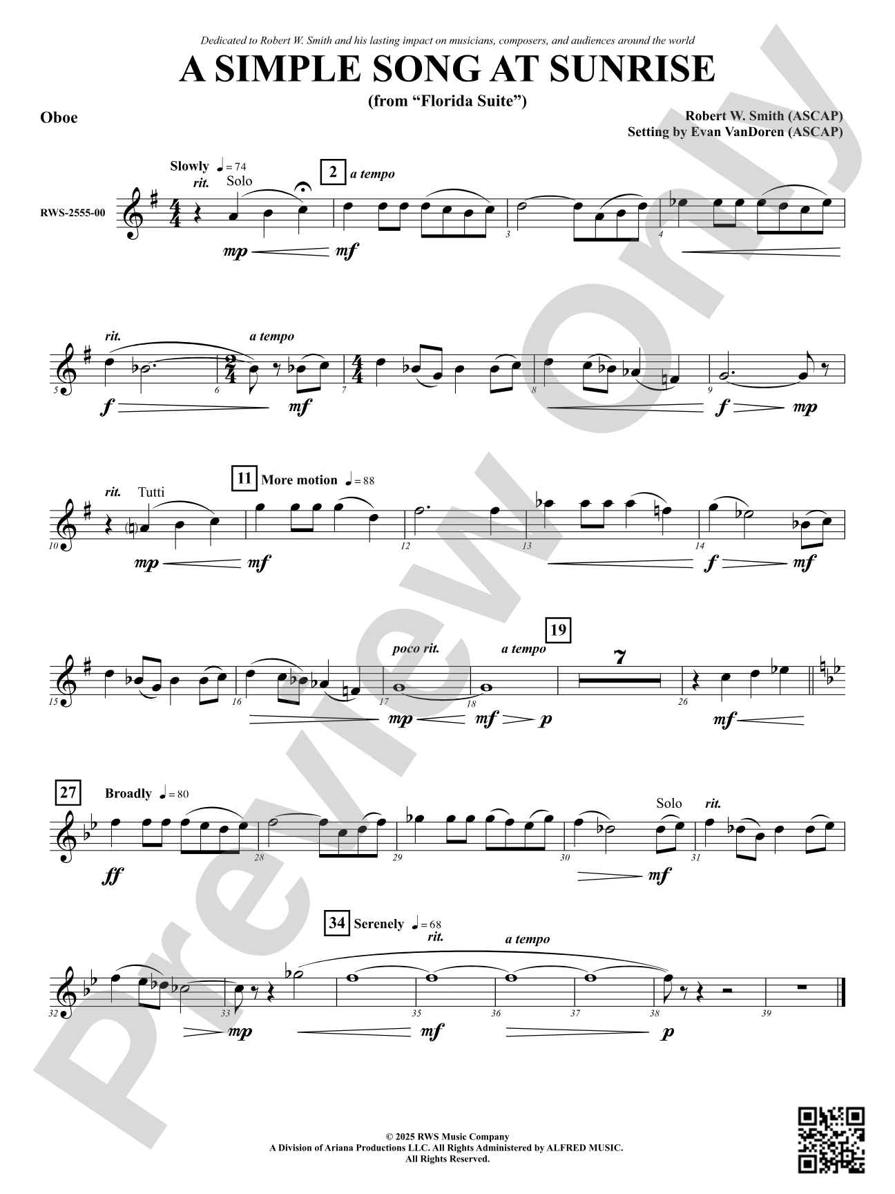 A Simple Song at Sunrise (from "Florida Suite"): Oboe