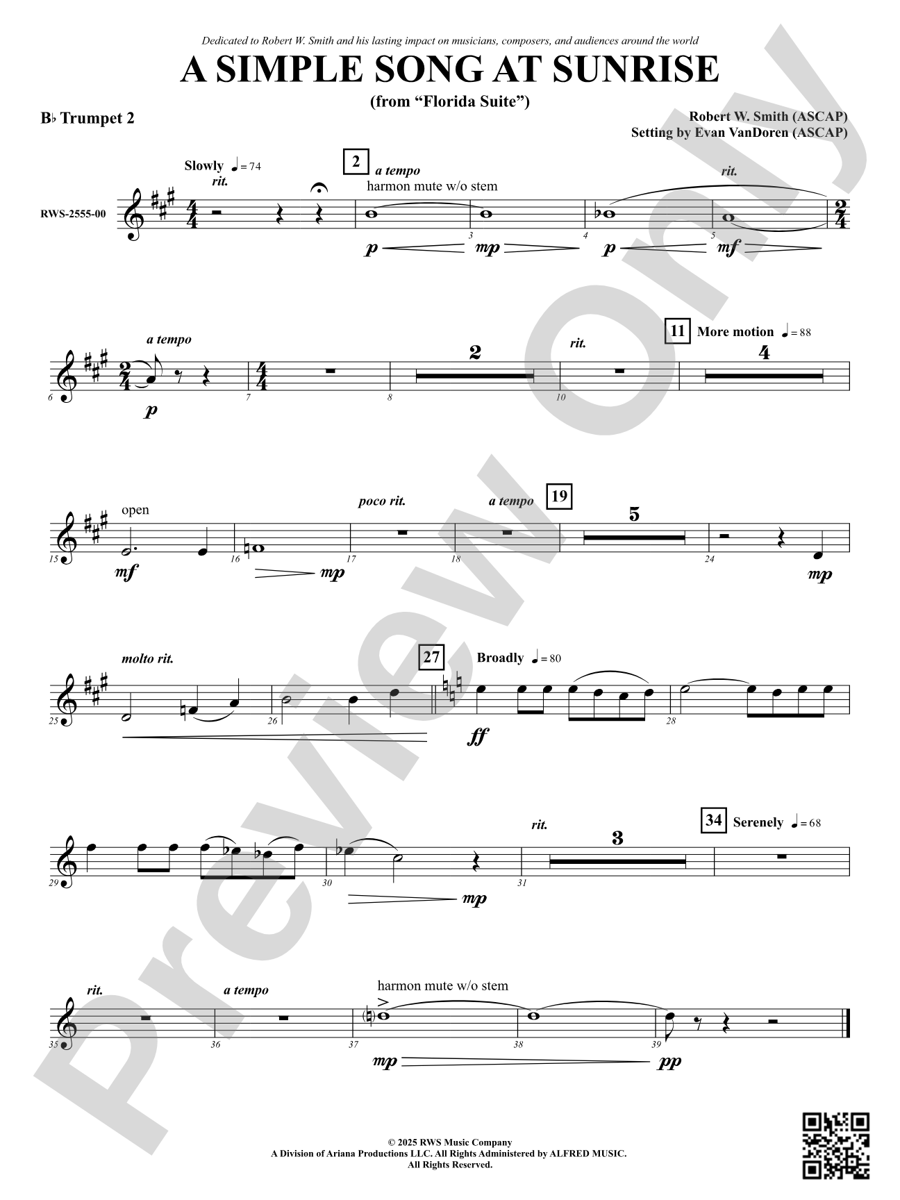 A Simple Song at Sunrise (from "Florida Suite"): 2nd B-flat Trumpet