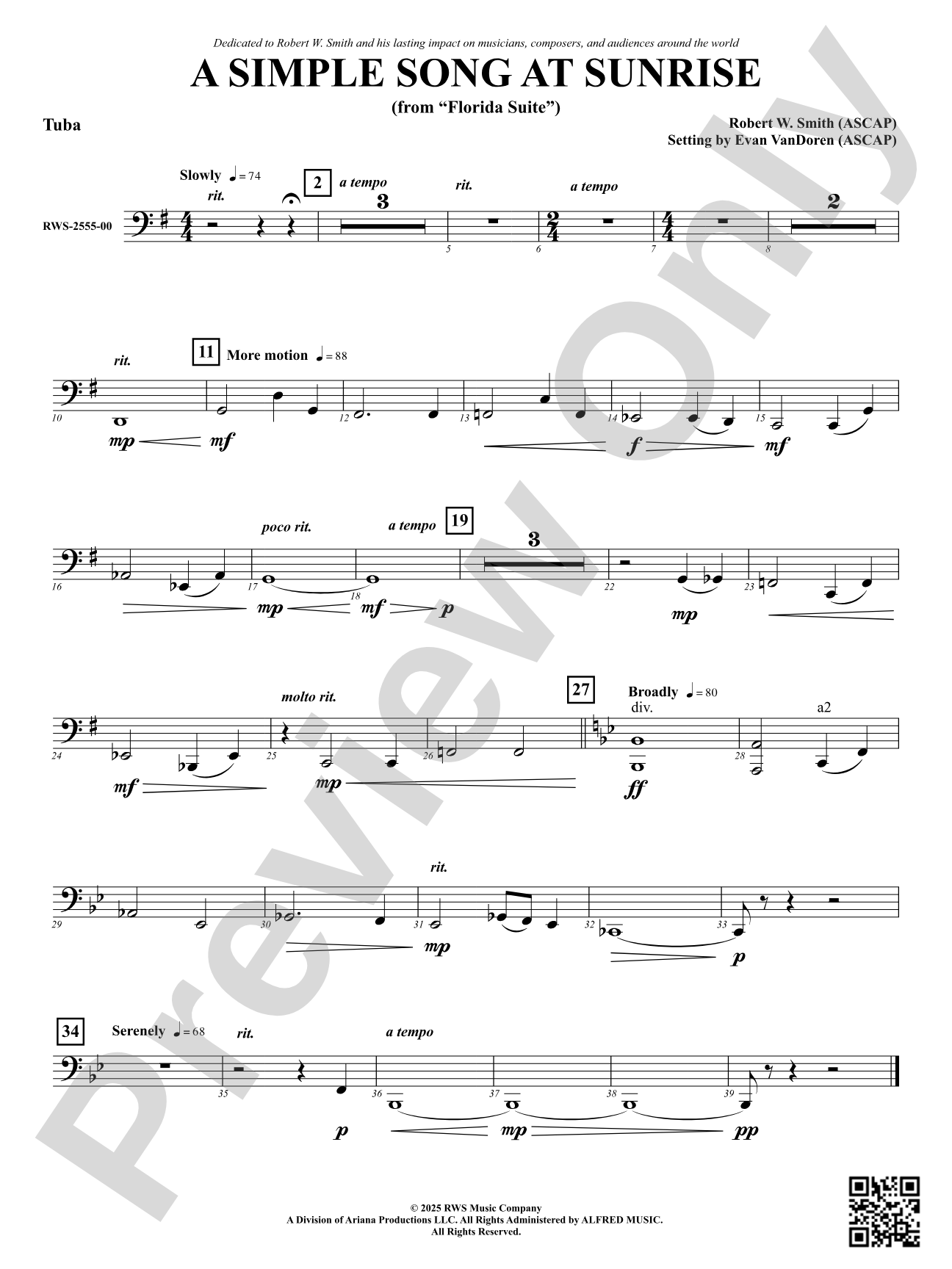 A Simple Song at Sunrise (from "Florida Suite"): Tuba
