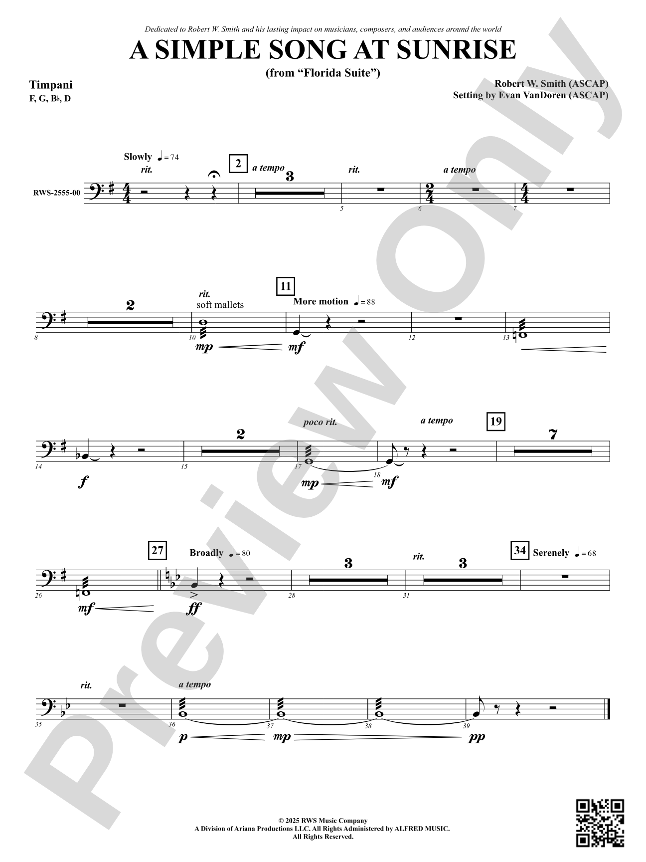 A Simple Song at Sunrise (from "Florida Suite"): Timpani