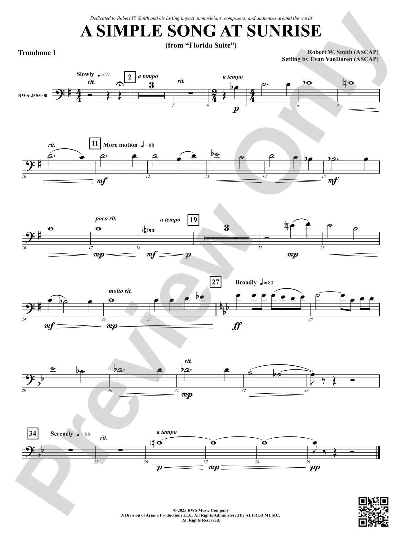 A Simple Song at Sunrise (from "Florida Suite"): 1st Trombone