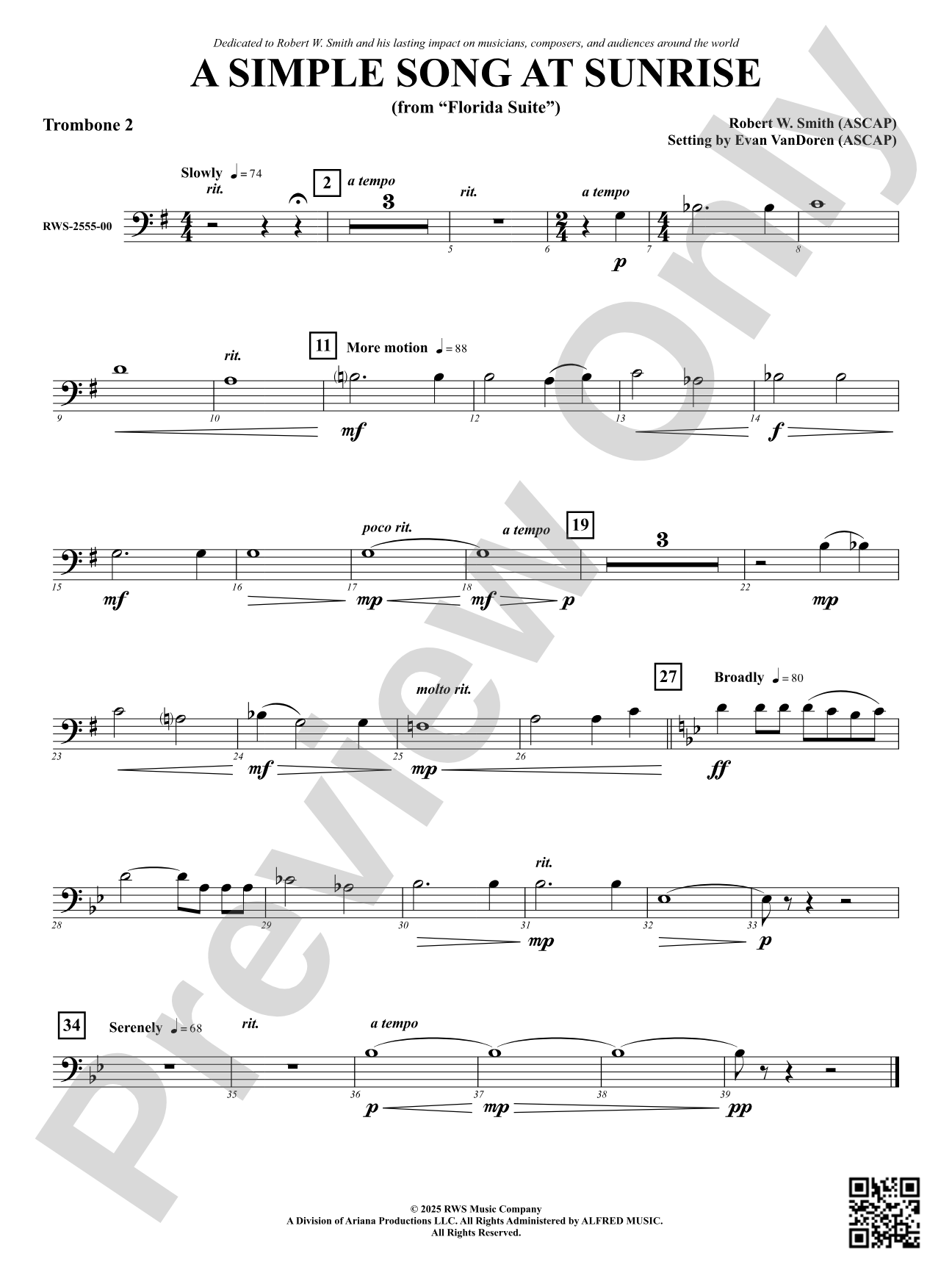 A Simple Song at Sunrise (from "Florida Suite"): 2nd Trombone