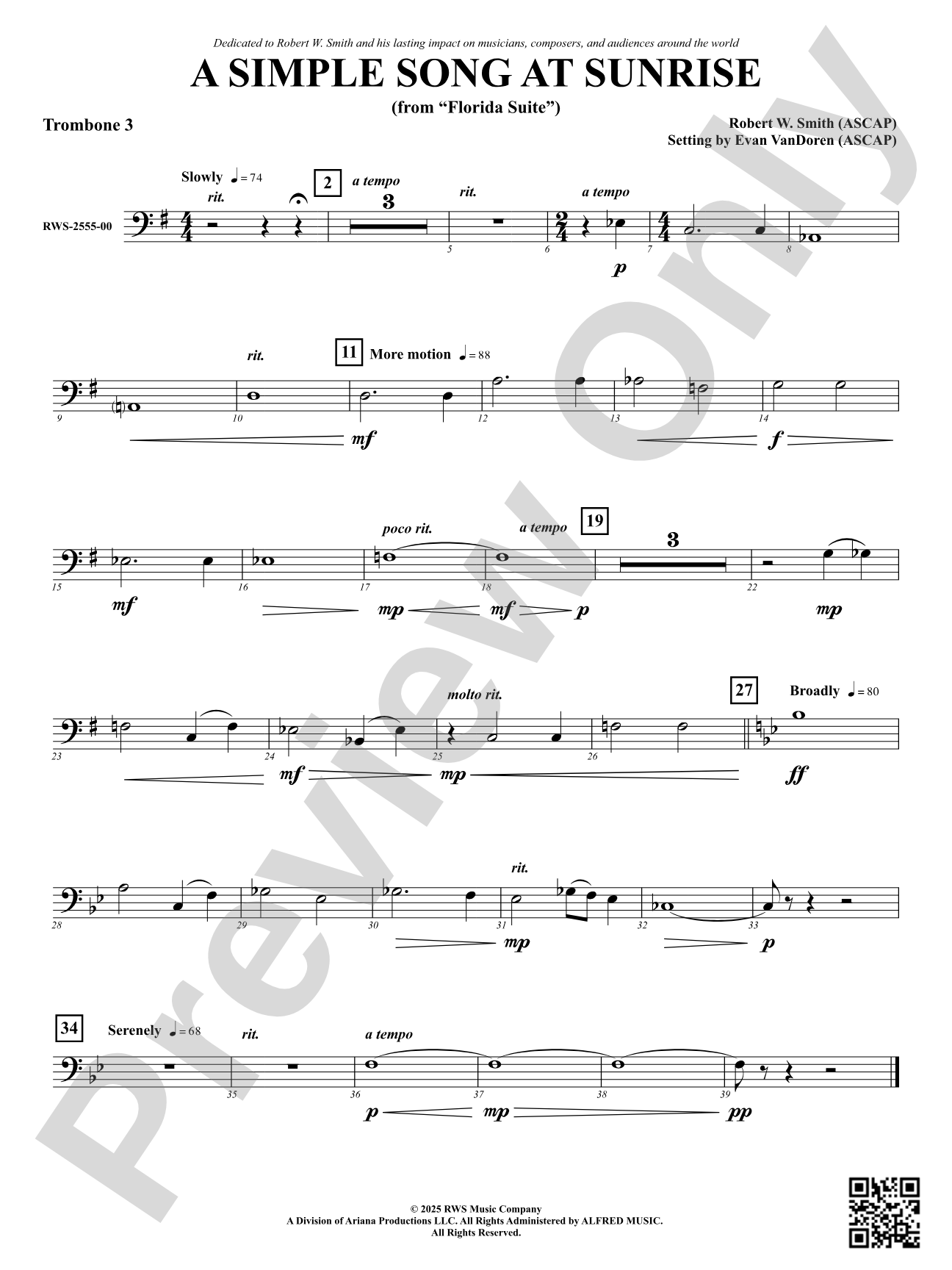 A Simple Song at Sunrise (from "Florida Suite"): 3rd Trombone