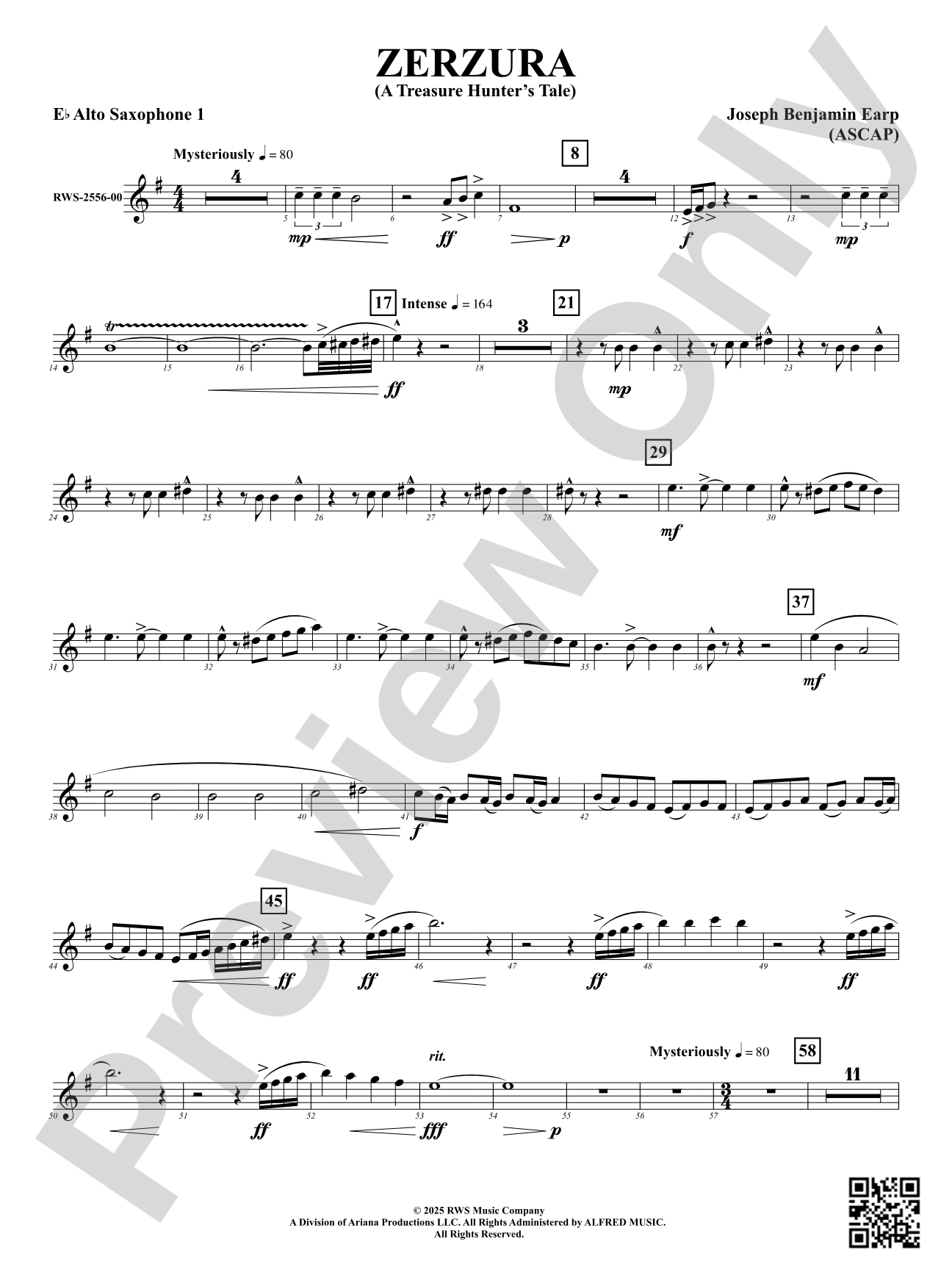 Zerzura (A Treasure Hunter's Tale): 1st E-flat Alto Saxophone