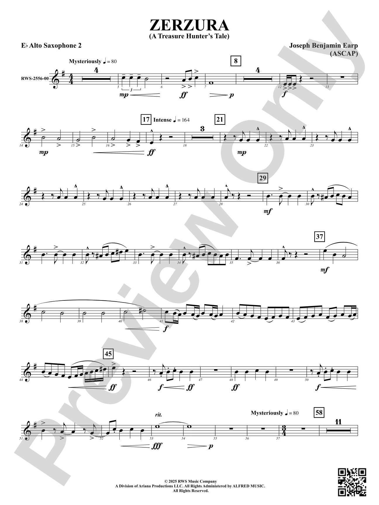 Zerzura (A Treasure Hunter's Tale): 2nd E-flat Alto Saxophone