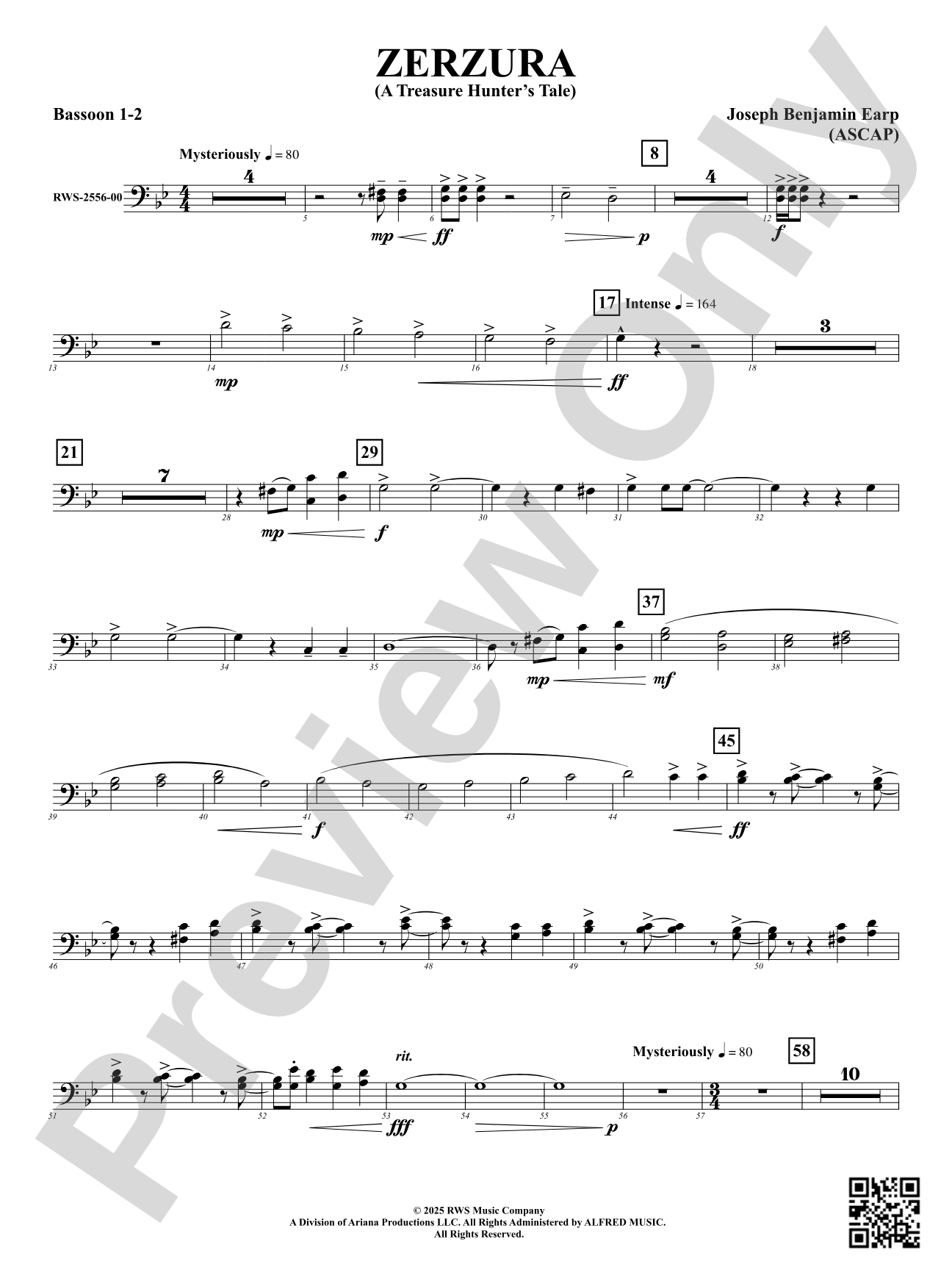 Zerzura (A Treasure Hunter's Tale): 1st & 2nd Bassoon