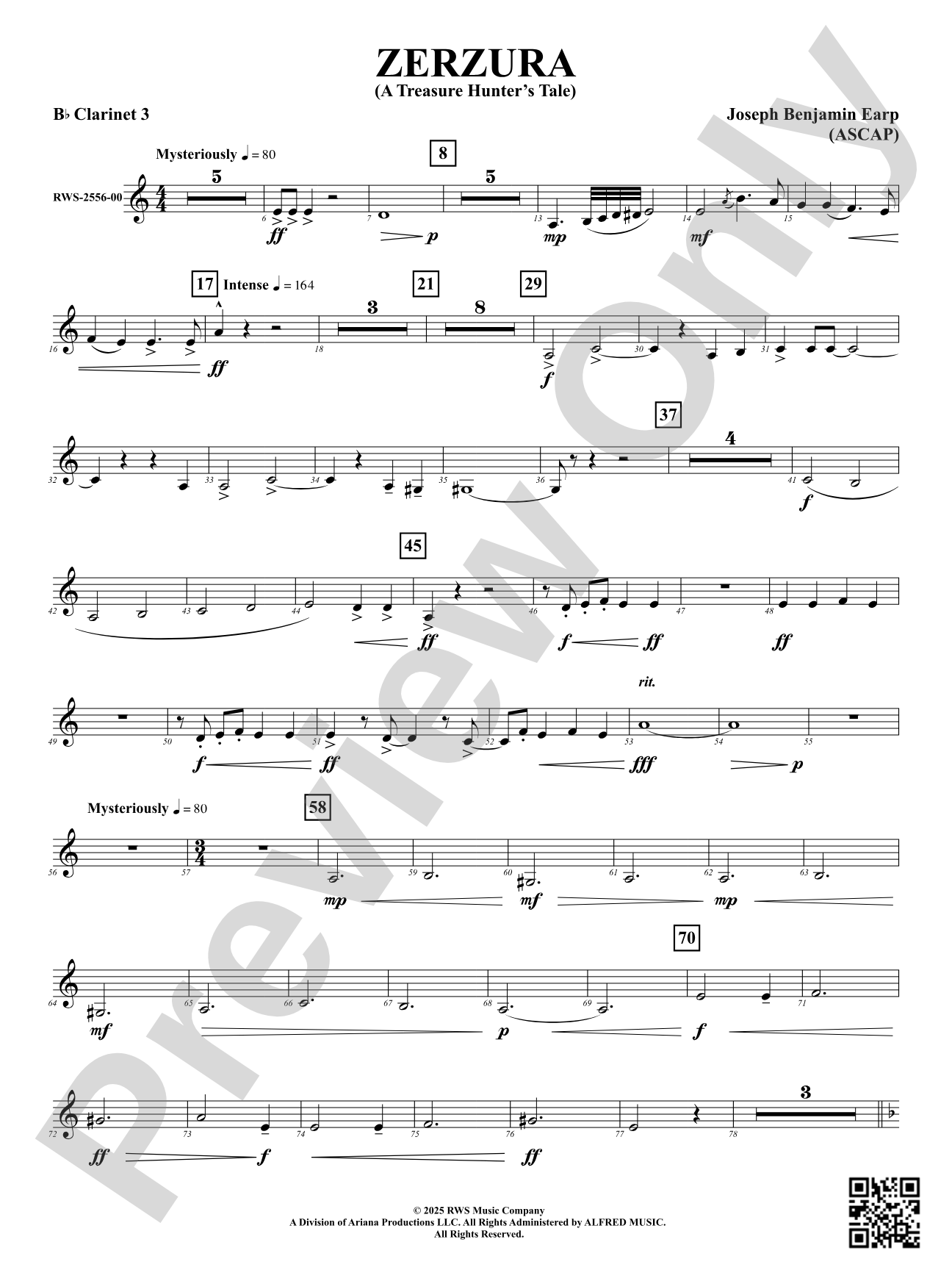 Zerzura (A Treasure Hunter's Tale): 3rd B-flat Clarinet