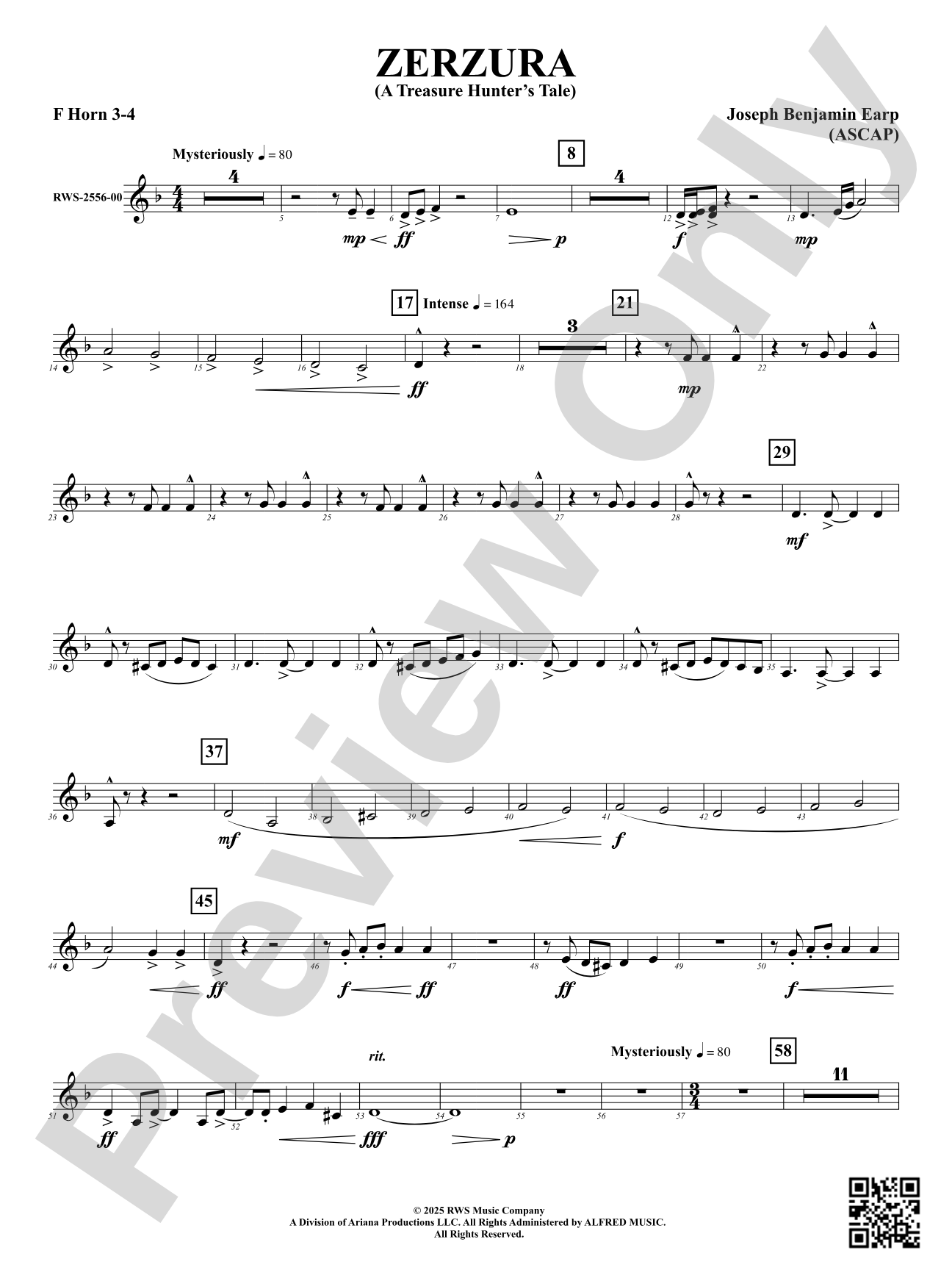 Zerzura (A Treasure Hunter's Tale): 3rd & 4th F Horn