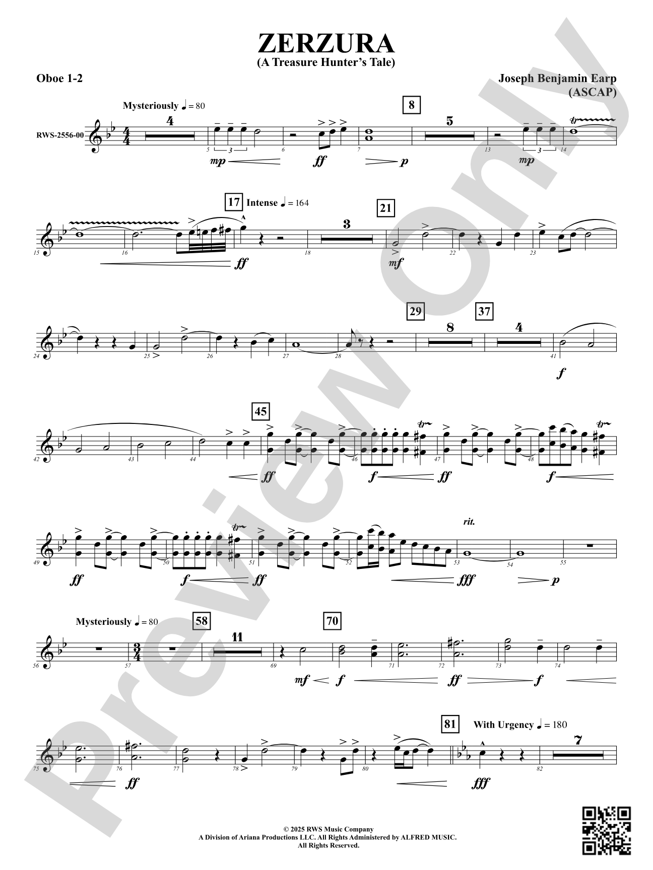 Zerzura (A Treasure Hunter's Tale): 1st & 2nd Oboe