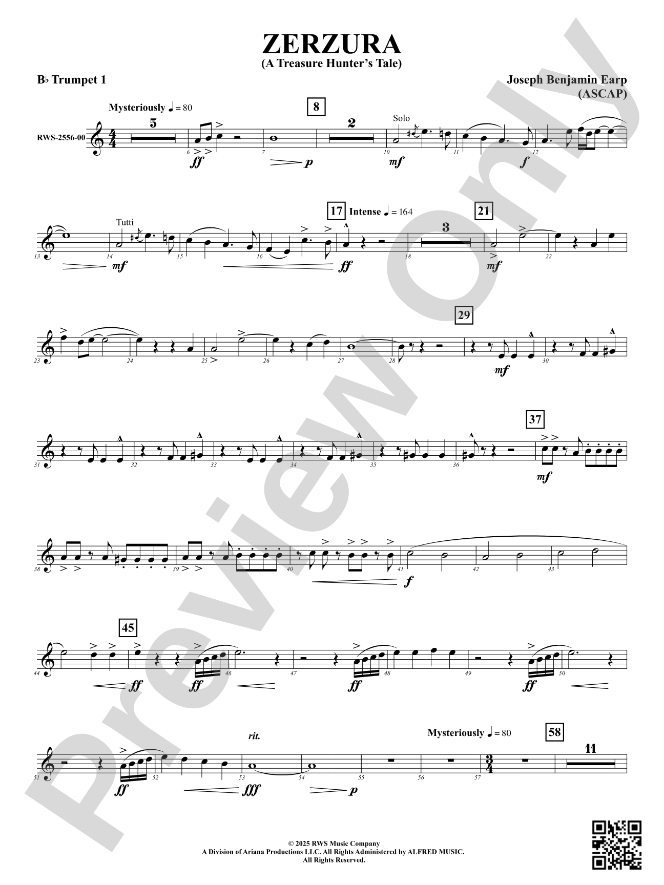 Zerzura (A Treasure Hunter's Tale): 1st B-flat Trumpet