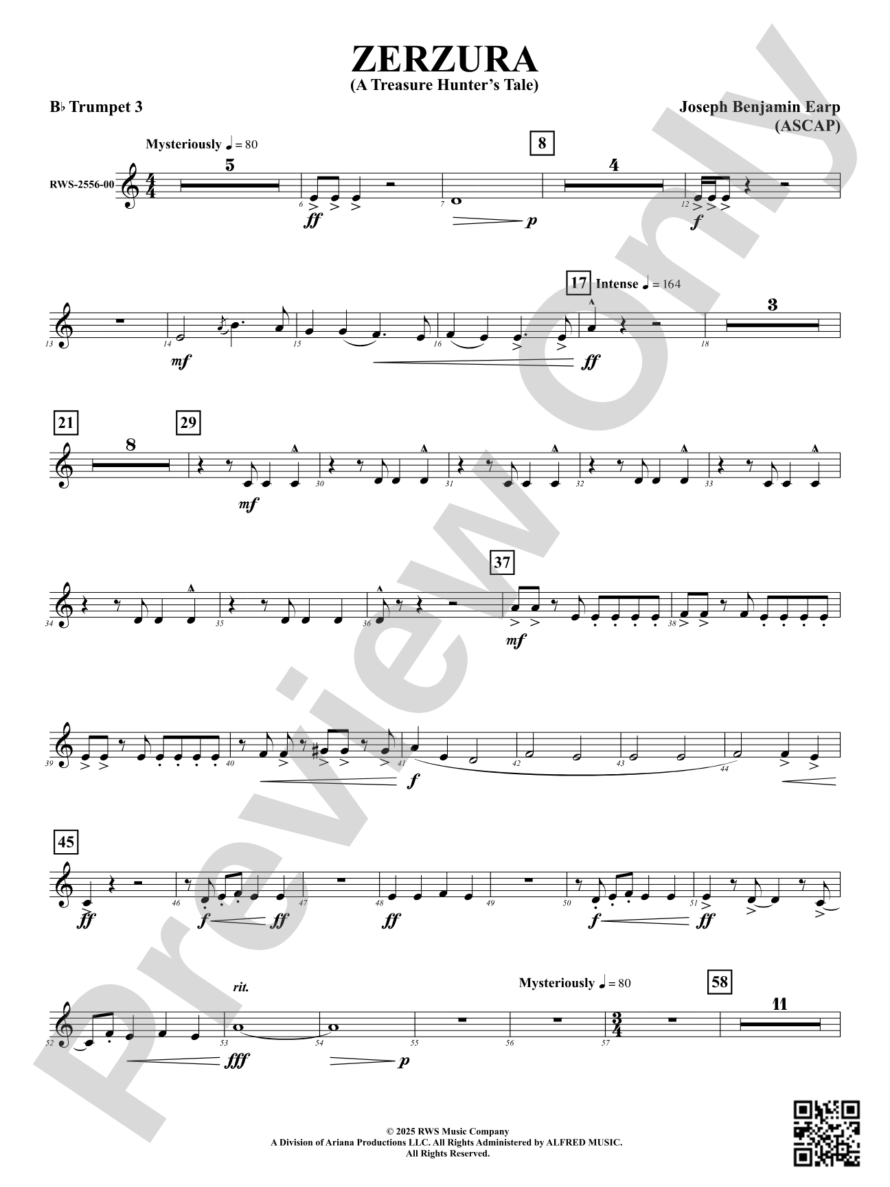 Zerzura (A Treasure Hunter's Tale): 3rd B-flat Trumpet