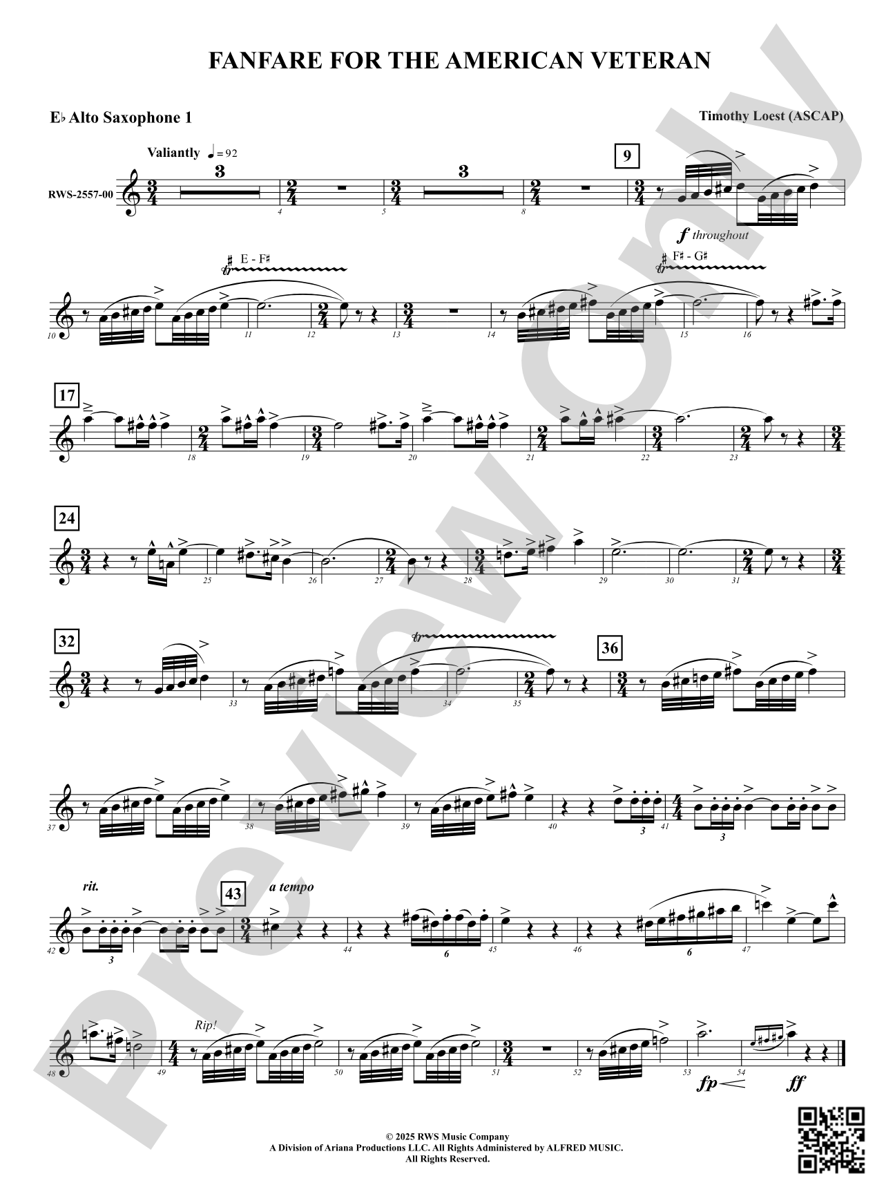 Fanfare For The American Veteran: 1st E-flat Alto Saxophone