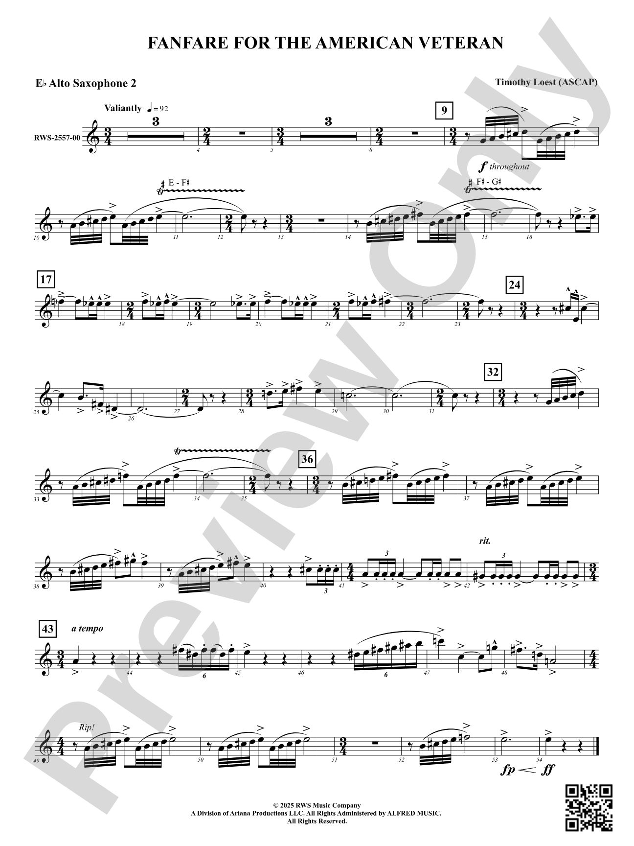 Fanfare For The American Veteran: 2nd E-flat Alto Saxophone
