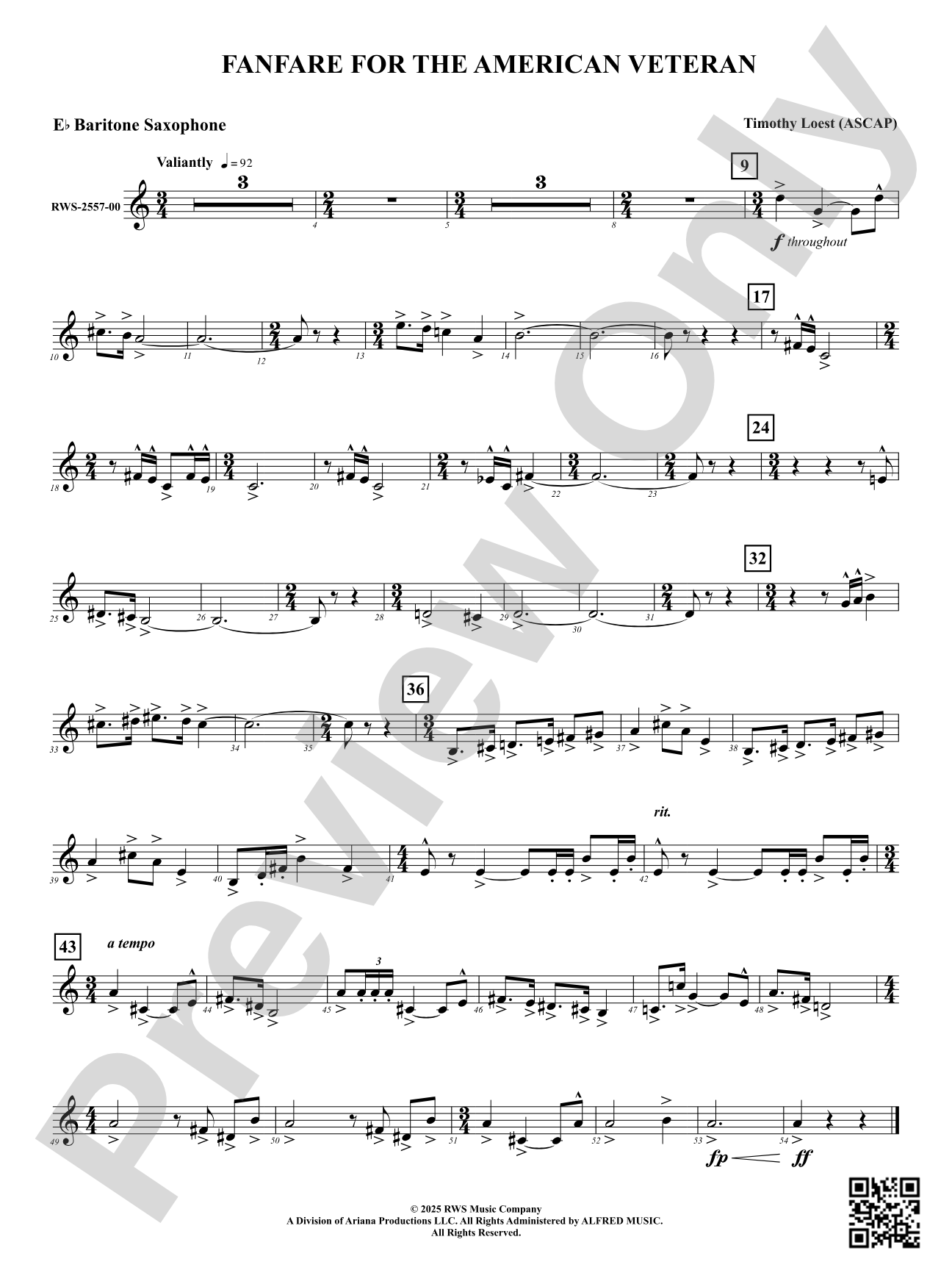 Fanfare For The American Veteran: E-flat Baritone Saxophone