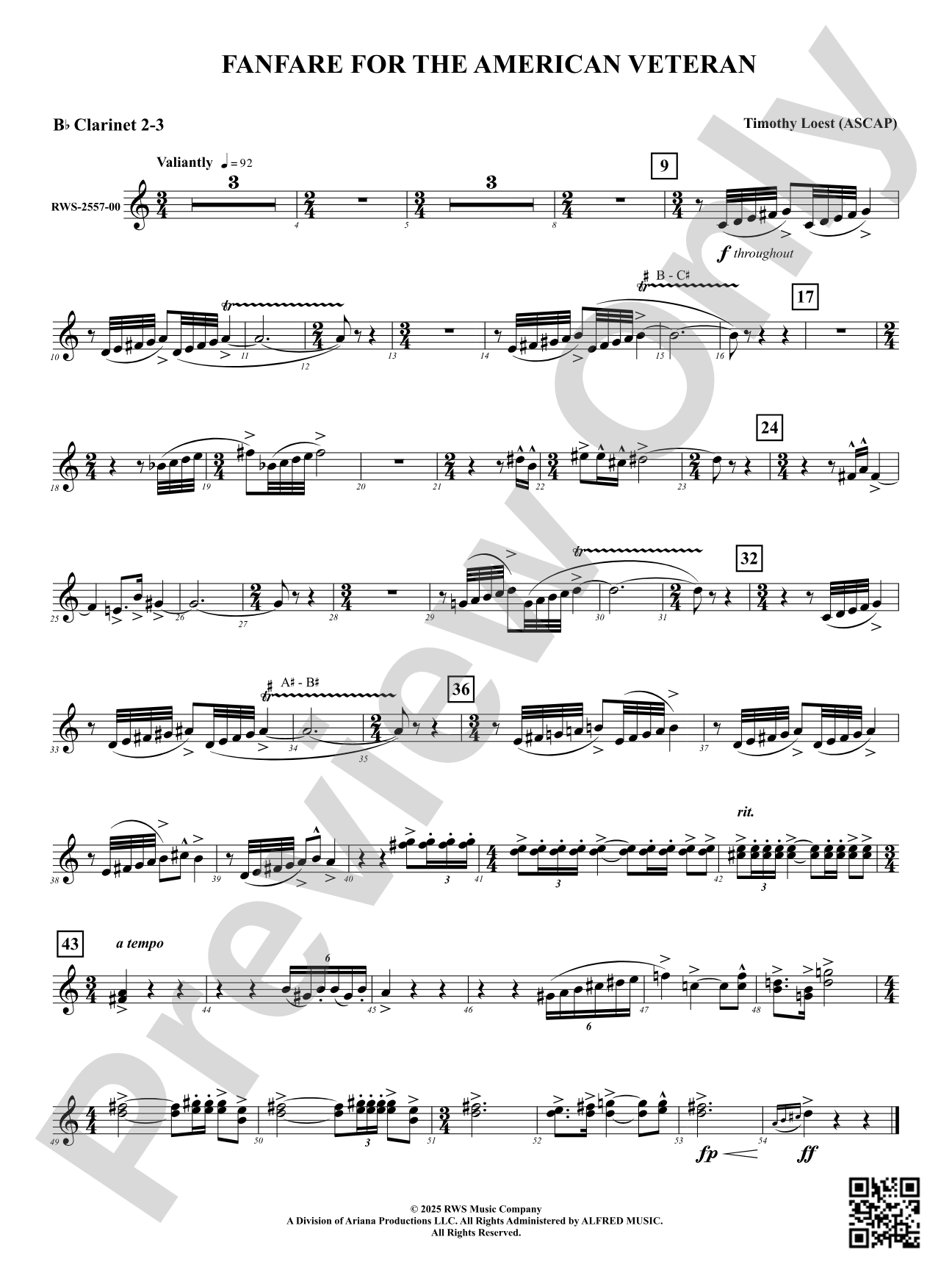 Fanfare For The American Veteran: 2nd & 3rd B-flat Clarinet