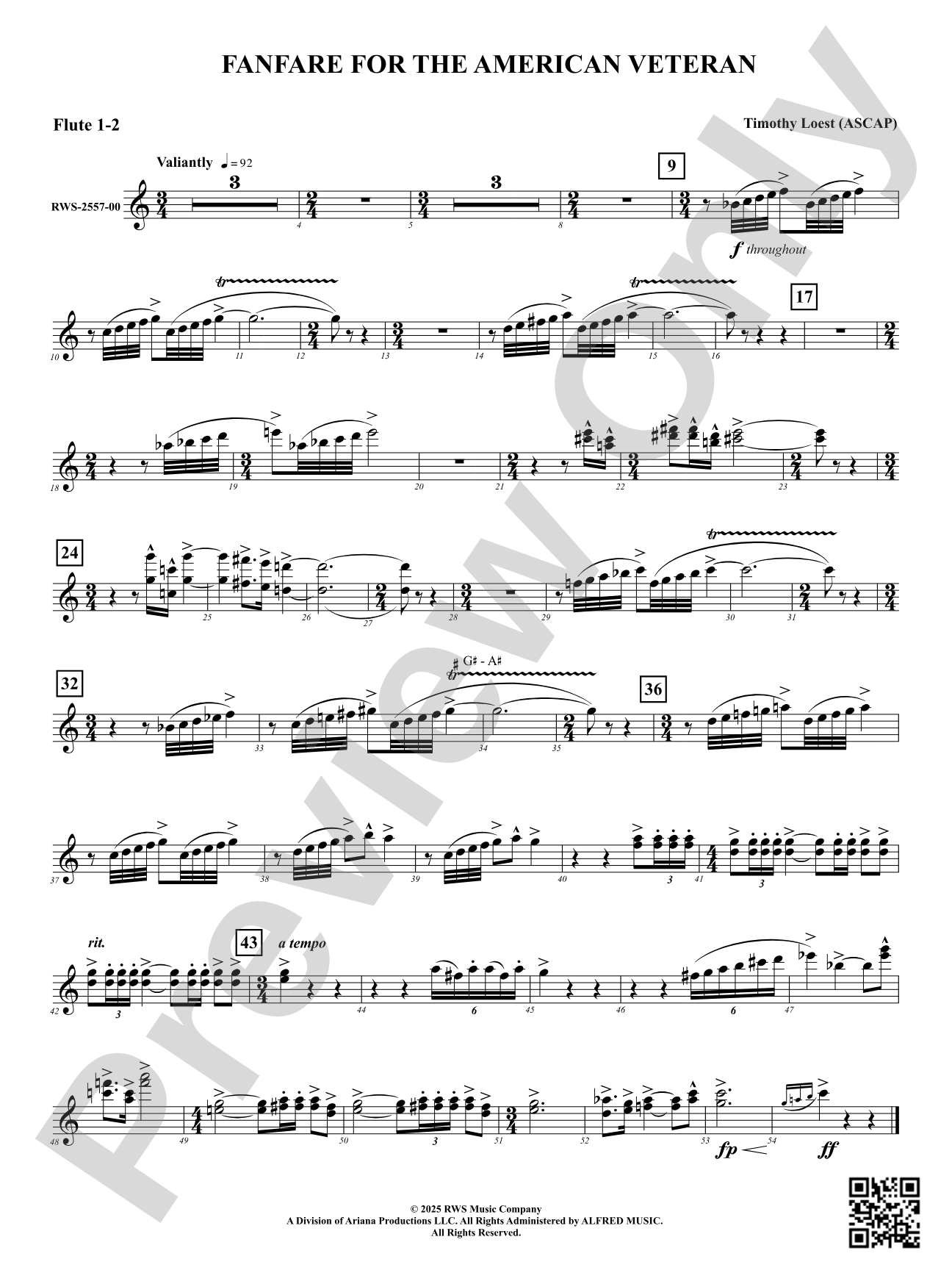 Fanfare For The American Veteran: 1st & 2nd Flute