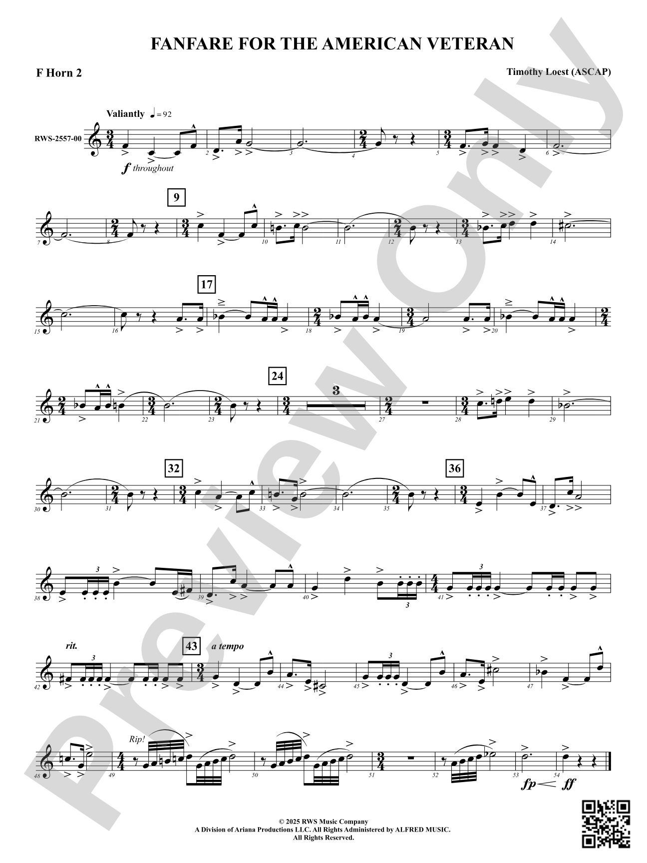 Fanfare For The American Veteran: 2nd F Horn