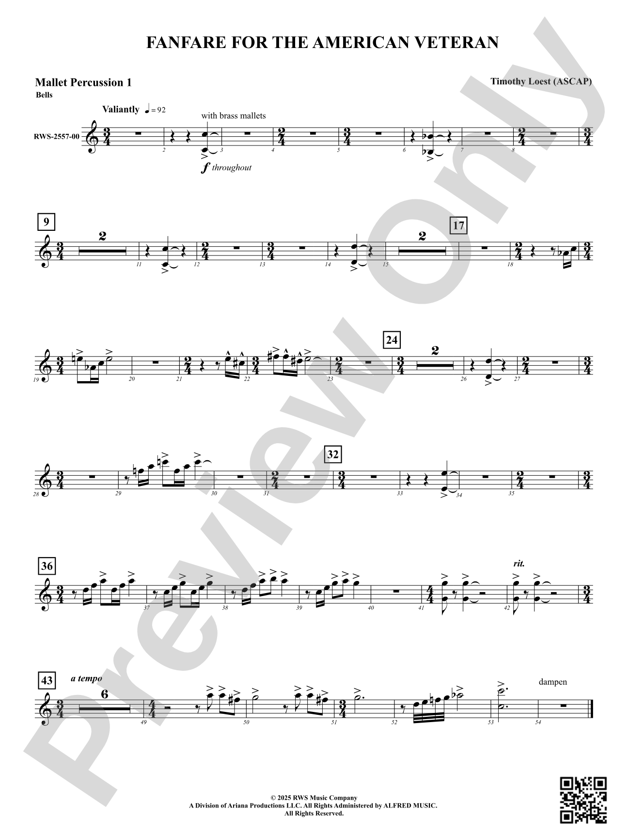 Fanfare For The American Veteran: 1st Mallet Percussion