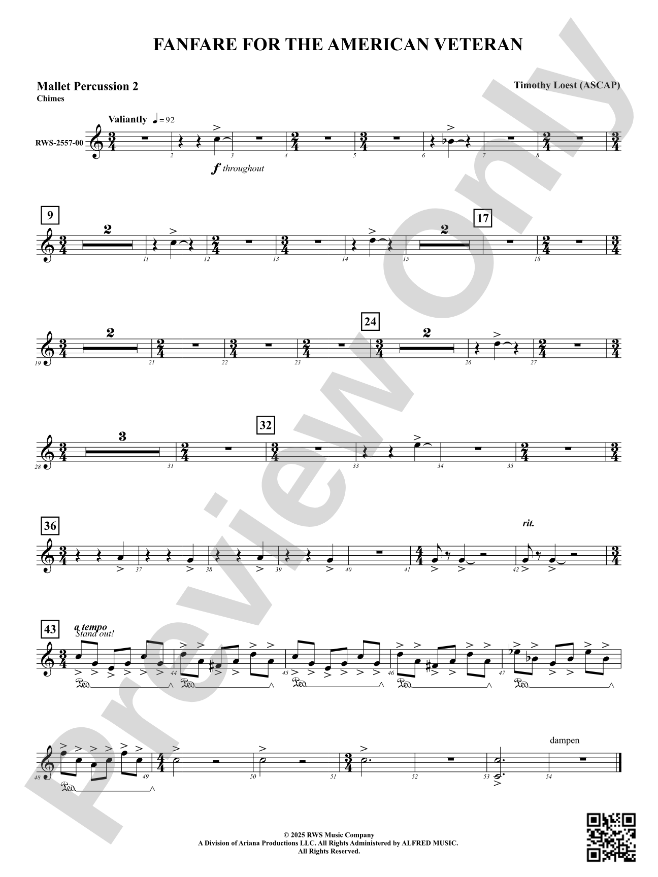 Fanfare For The American Veteran: 2nd Mallet Percussion