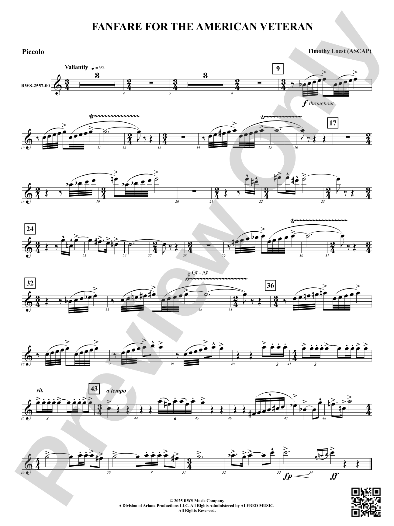 Fanfare For The American Veteran: Piccolo