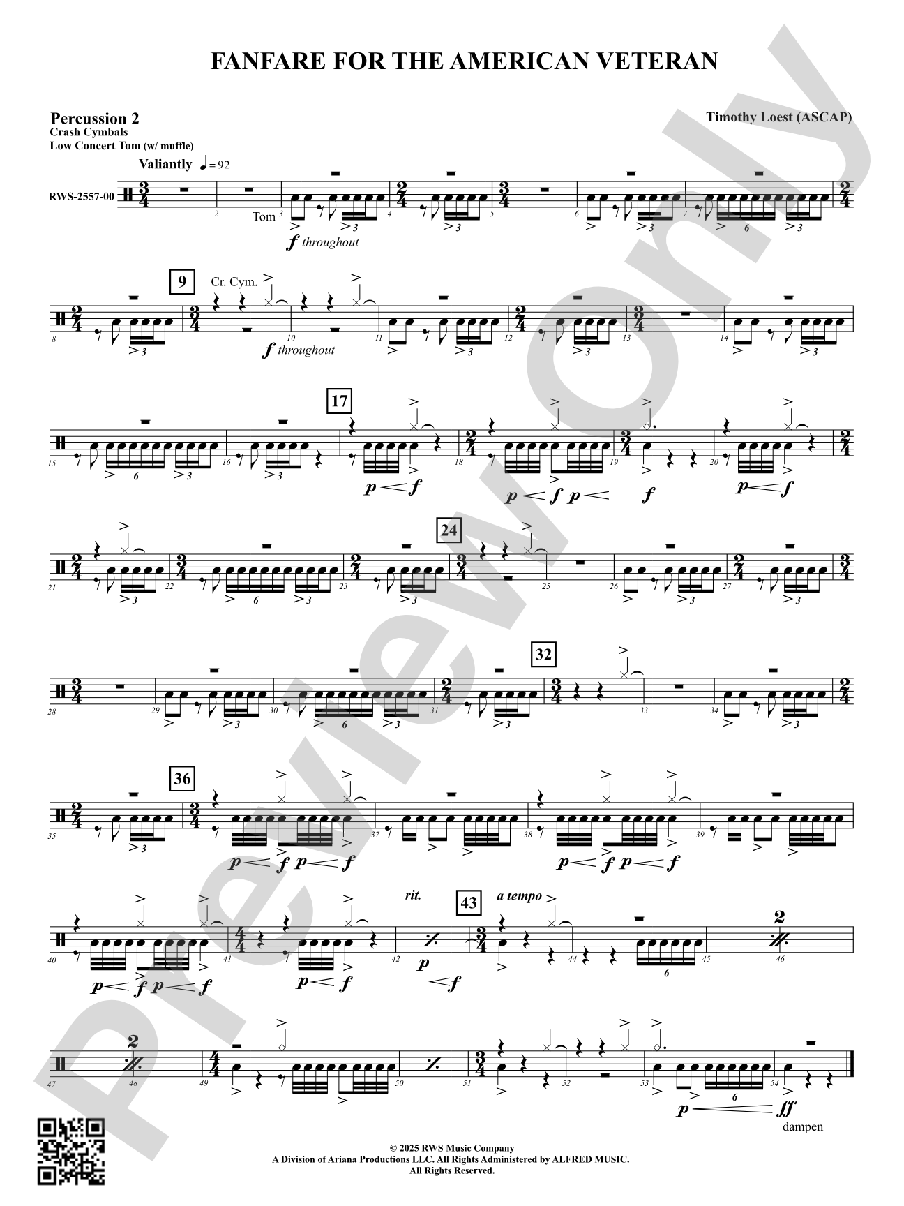 Fanfare For The American Veteran: 2nd Percussion