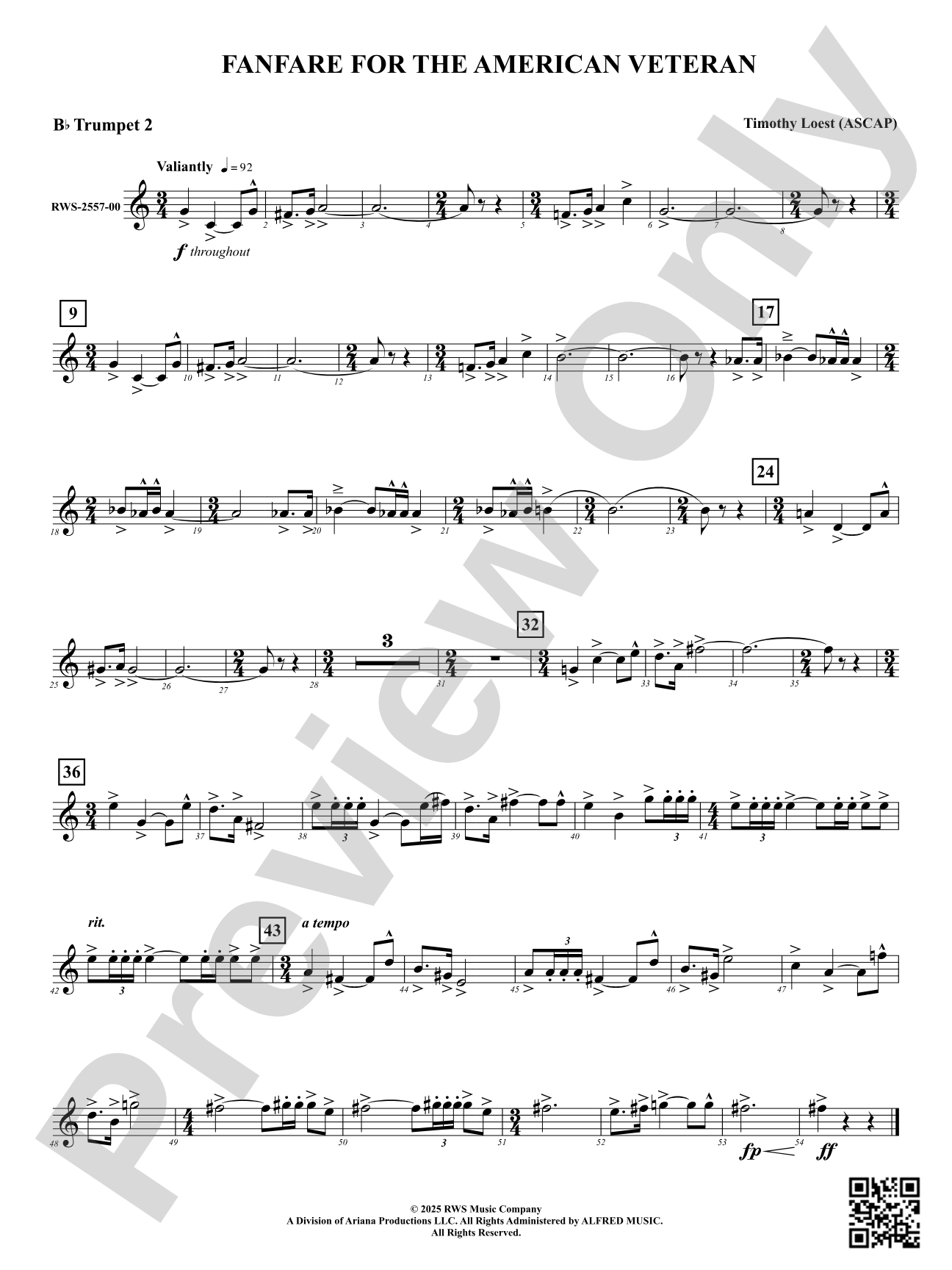 Fanfare For The American Veteran: 2nd B-flat Trumpet