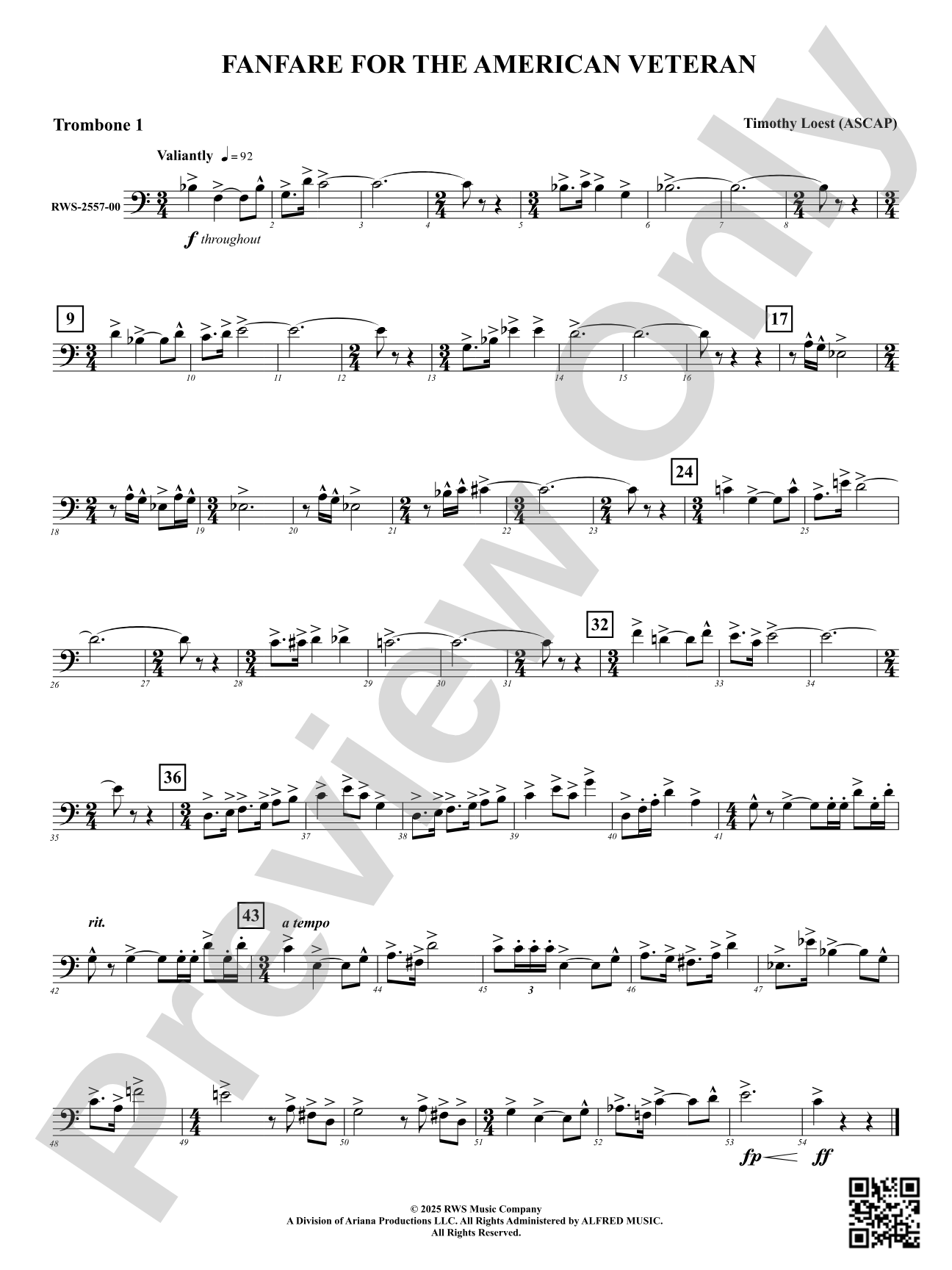 Fanfare For The American Veteran: 1st Trombone