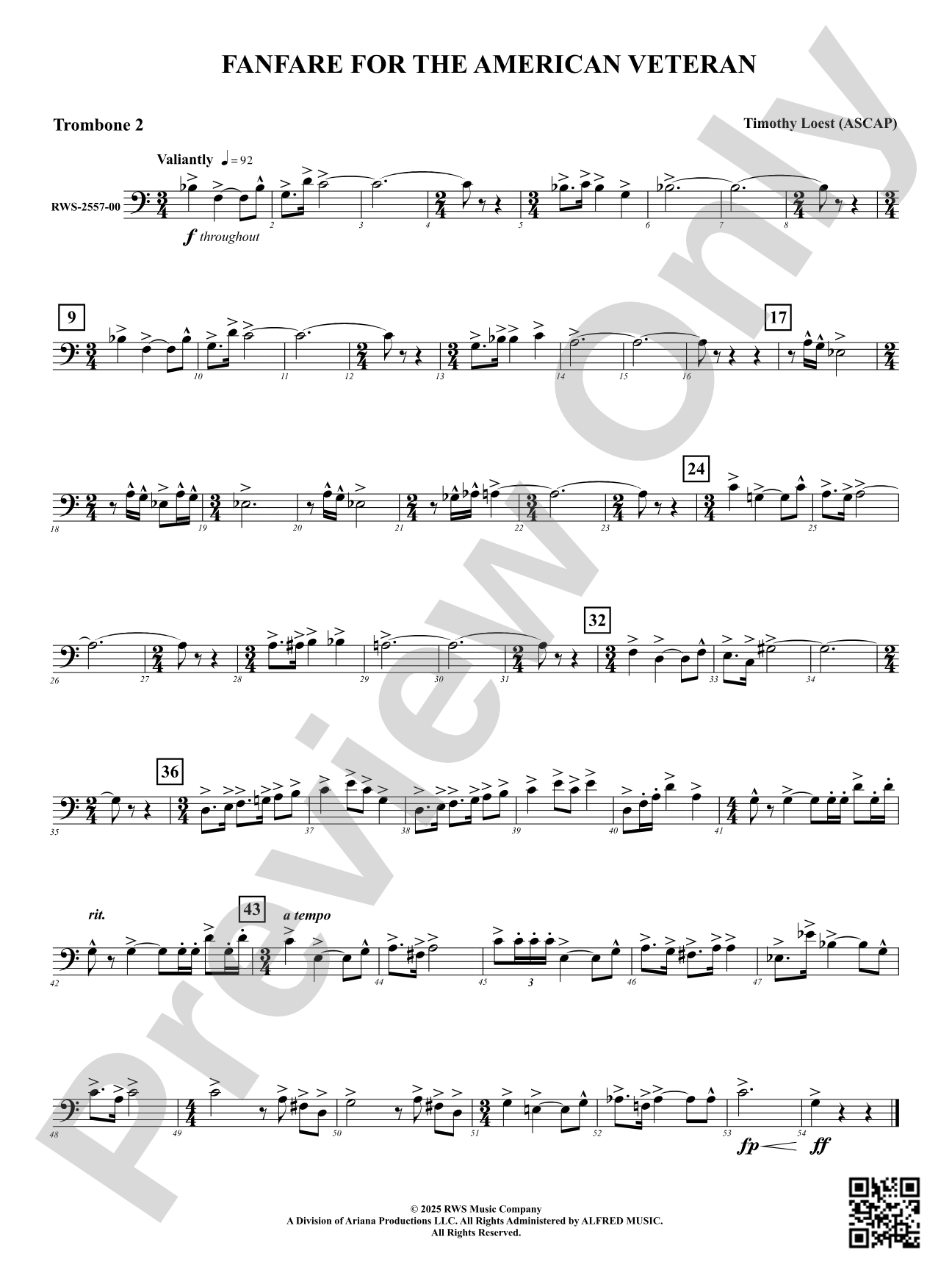 Fanfare For The American Veteran: 2nd Trombone