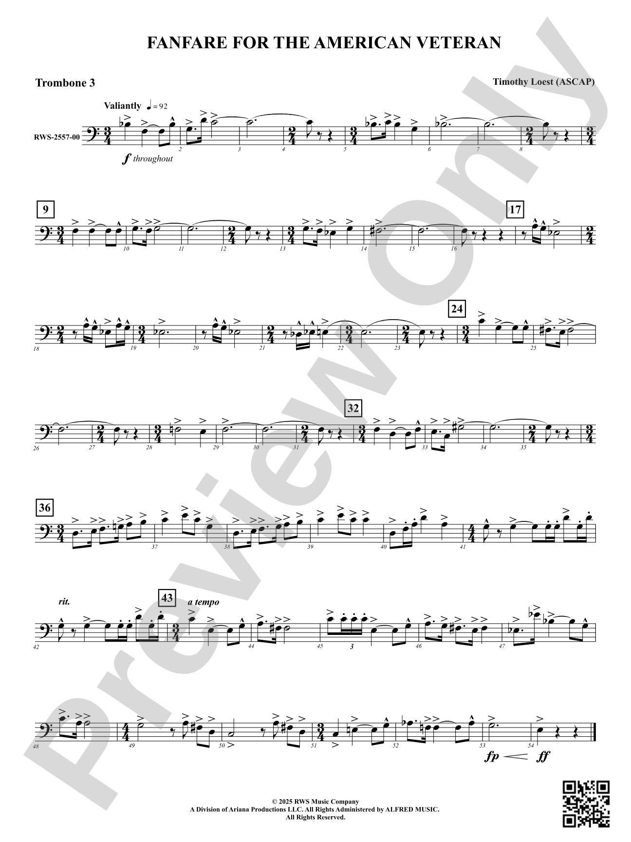 Fanfare For The American Veteran: 3rd Trombone