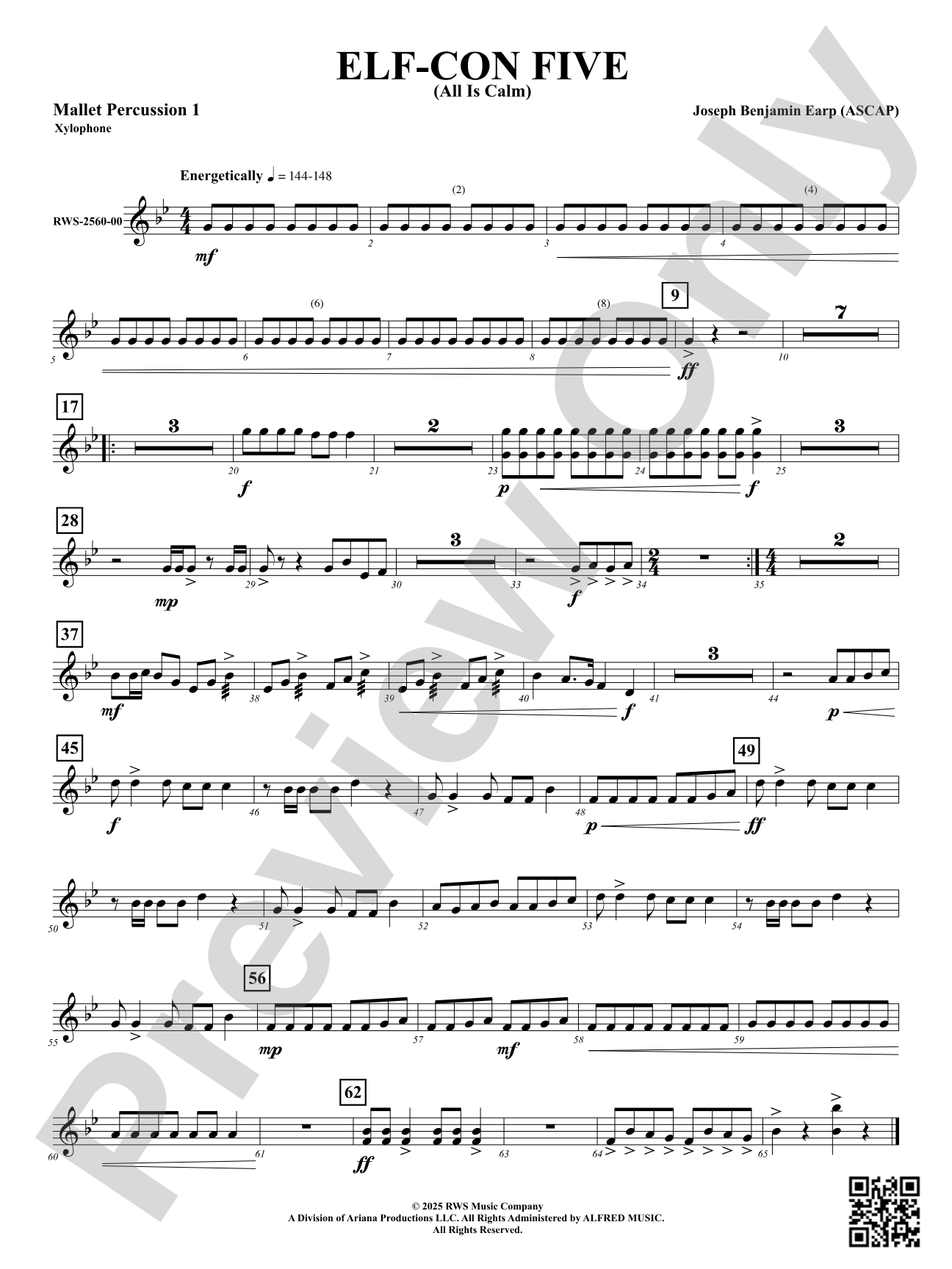 ELF-CON FIVE (All Is Calm): 1st Mallet Percussion