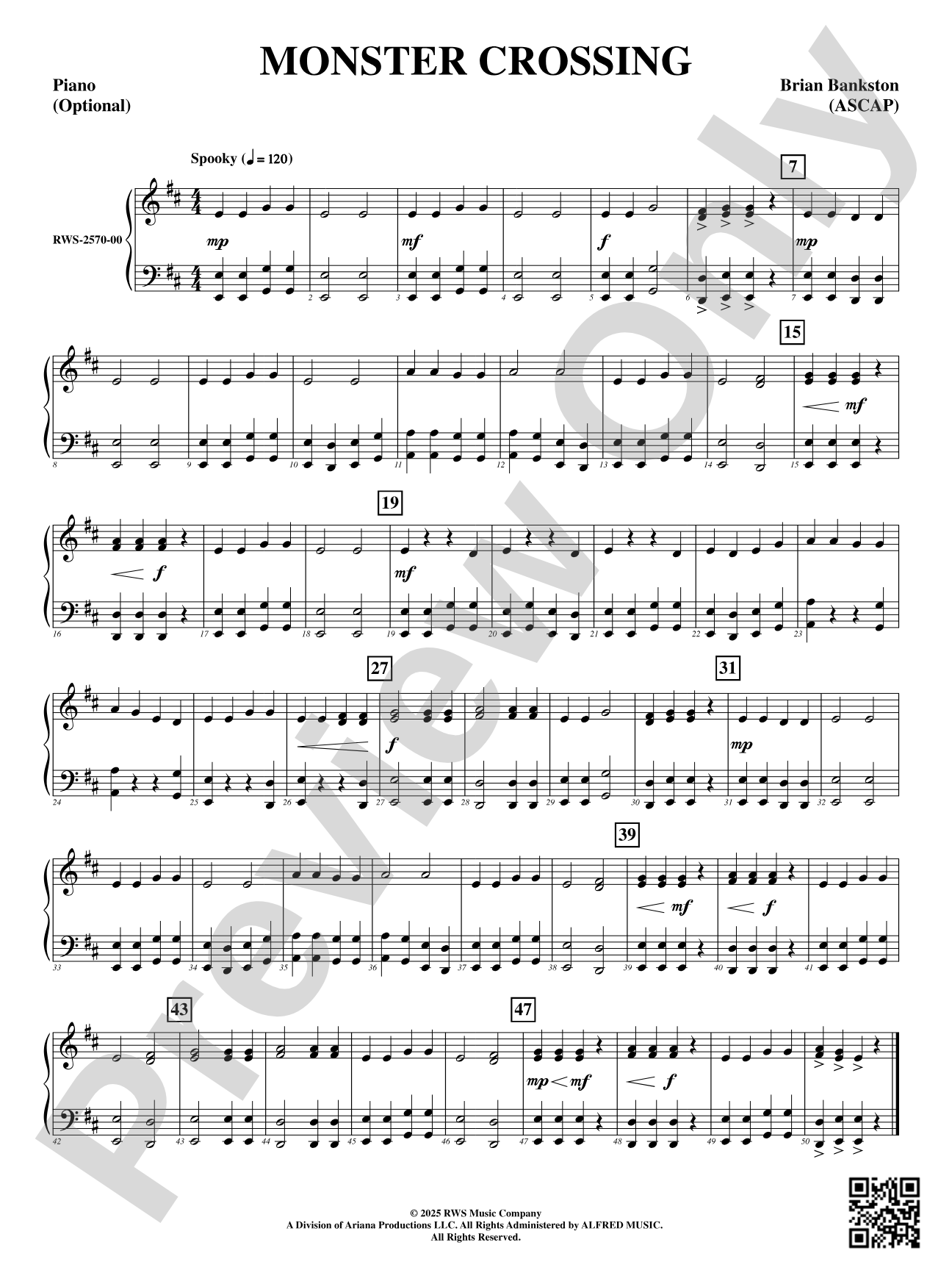 Monster Crossing: Optional Piano Accompaniment