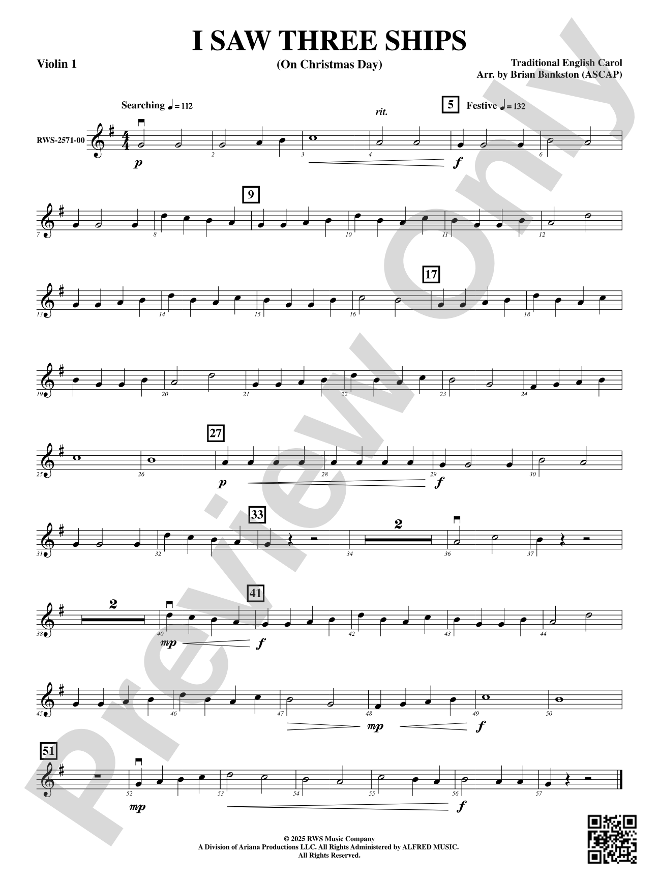 I Saw Three Ships (On Christmas Day): 1st Violin