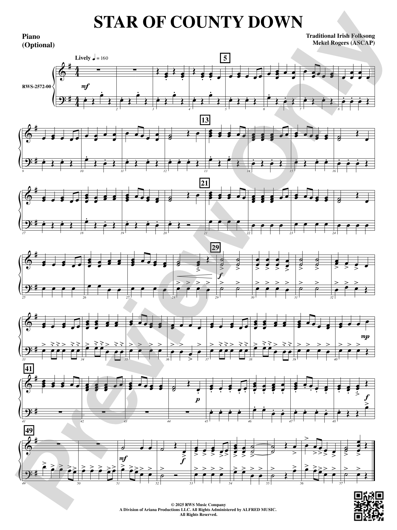 Star Of County Down: Optional Piano Accompaniment