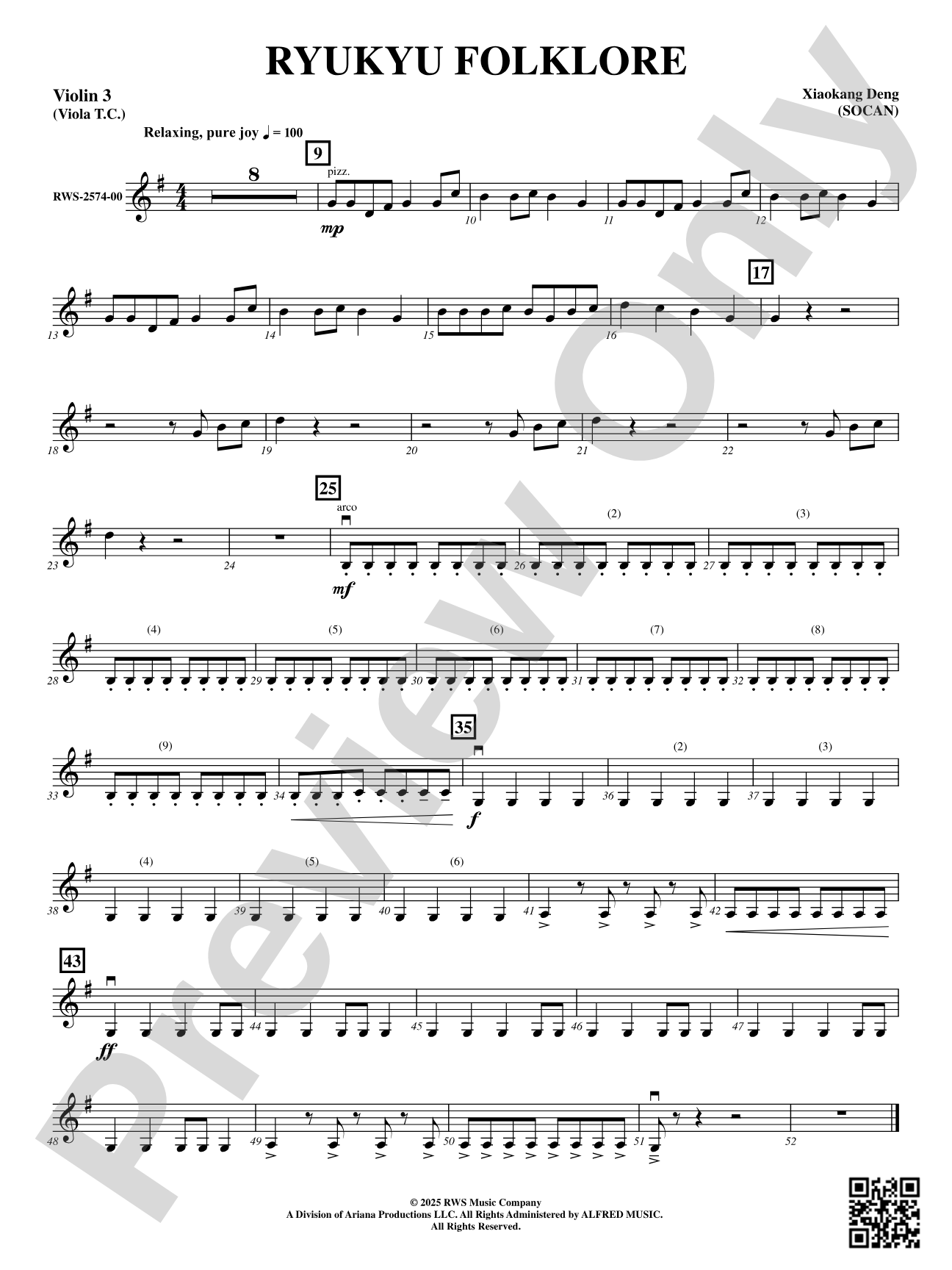 Ryukyu Folklore: 3rd Violin (Viola T.C.)